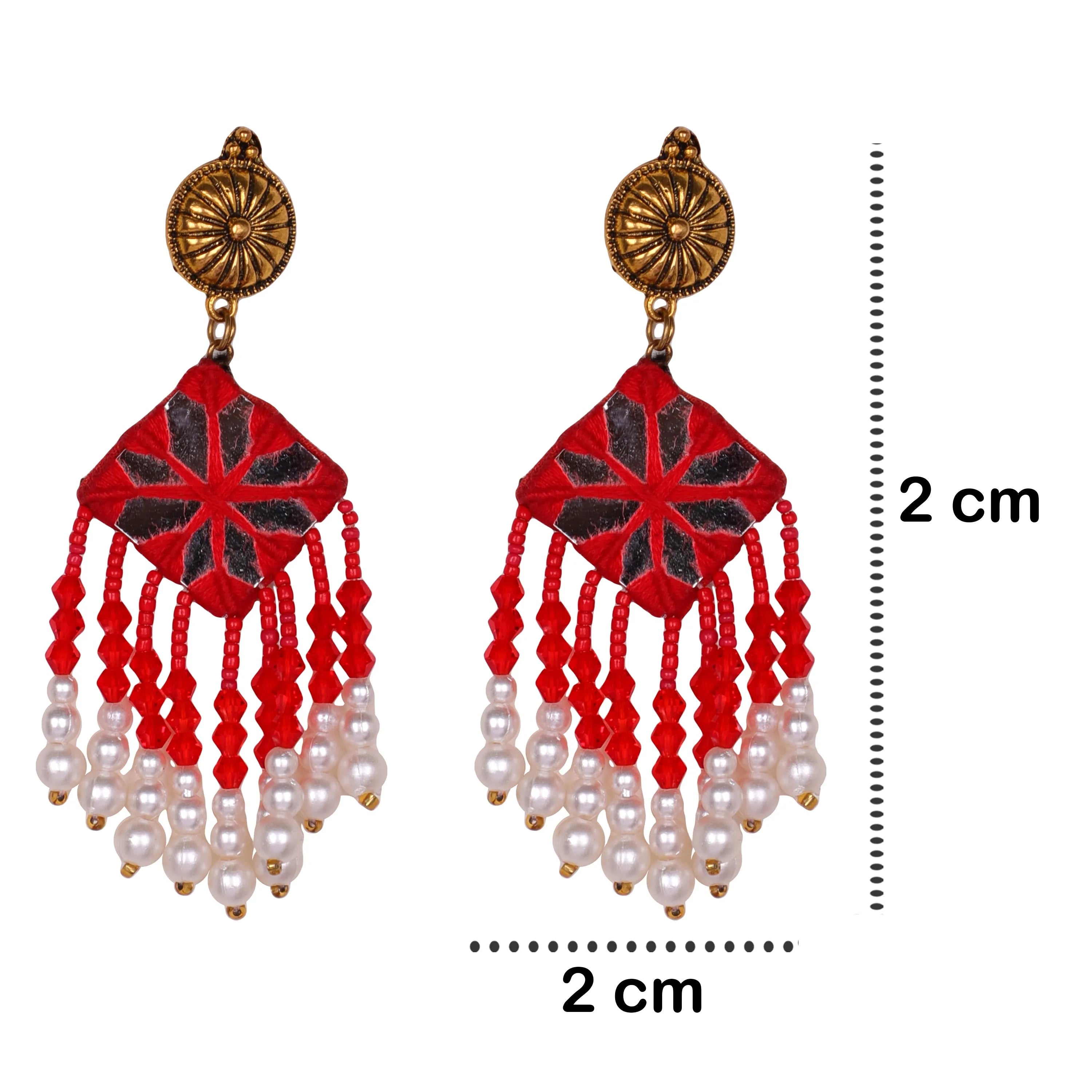 Raani Mirror Traditional Multi Color Handmade Drop (Earrings) HM-ER-048 - KHOJ.CITY