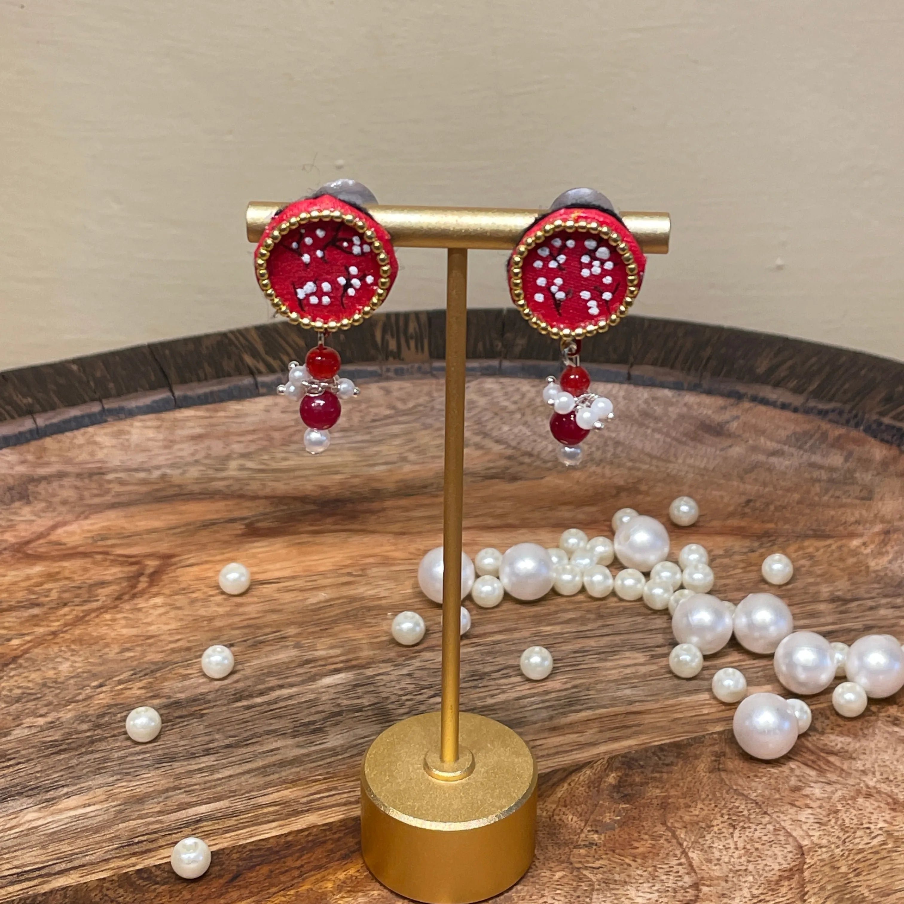 Coin Mini Classic Red Hand Painted Stud (Earrings) HP-ER-213 - KHOJ.CITY