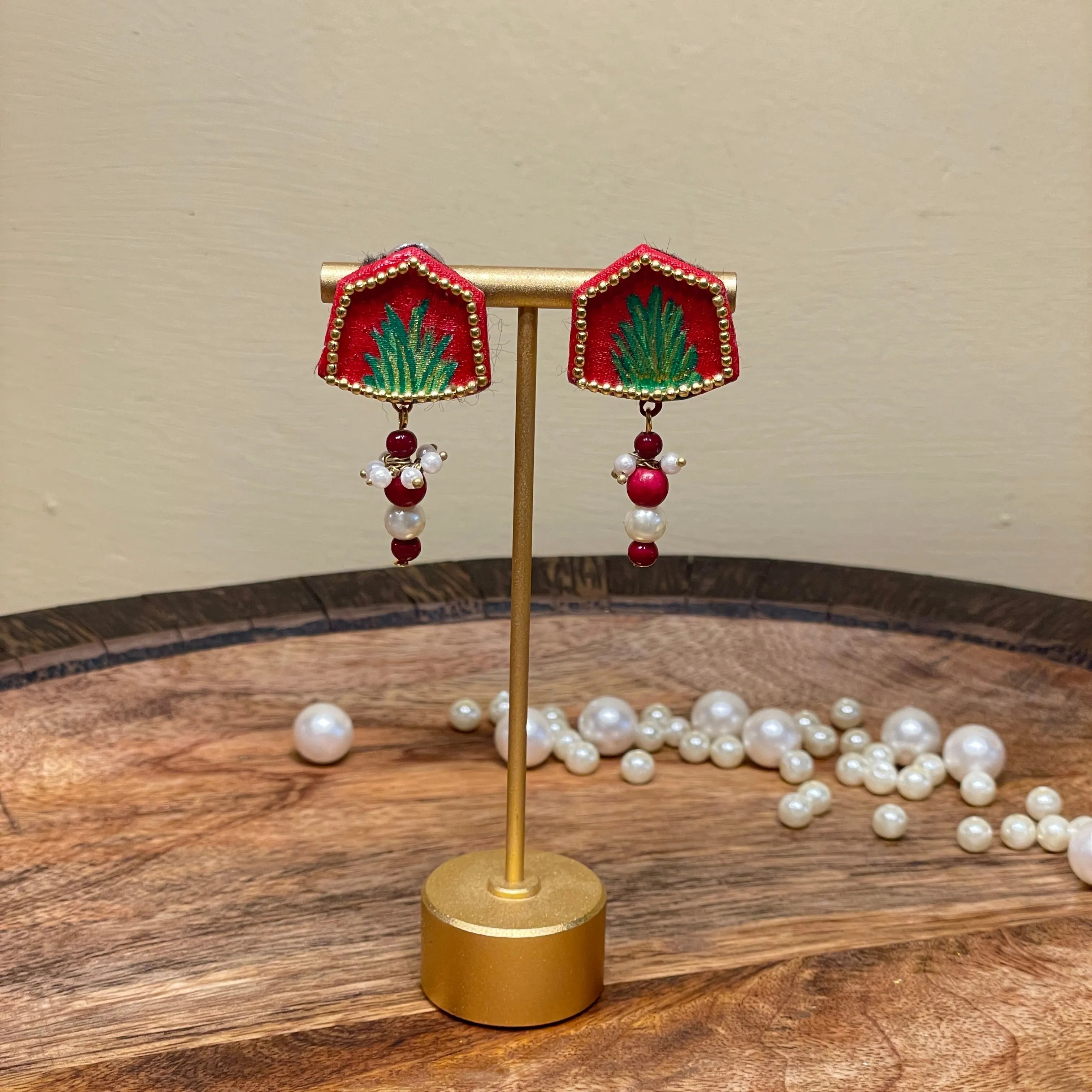 Reni Mini Classic Red Handmade Stud (Earrings) HP-ER- - KHOJ.CITY