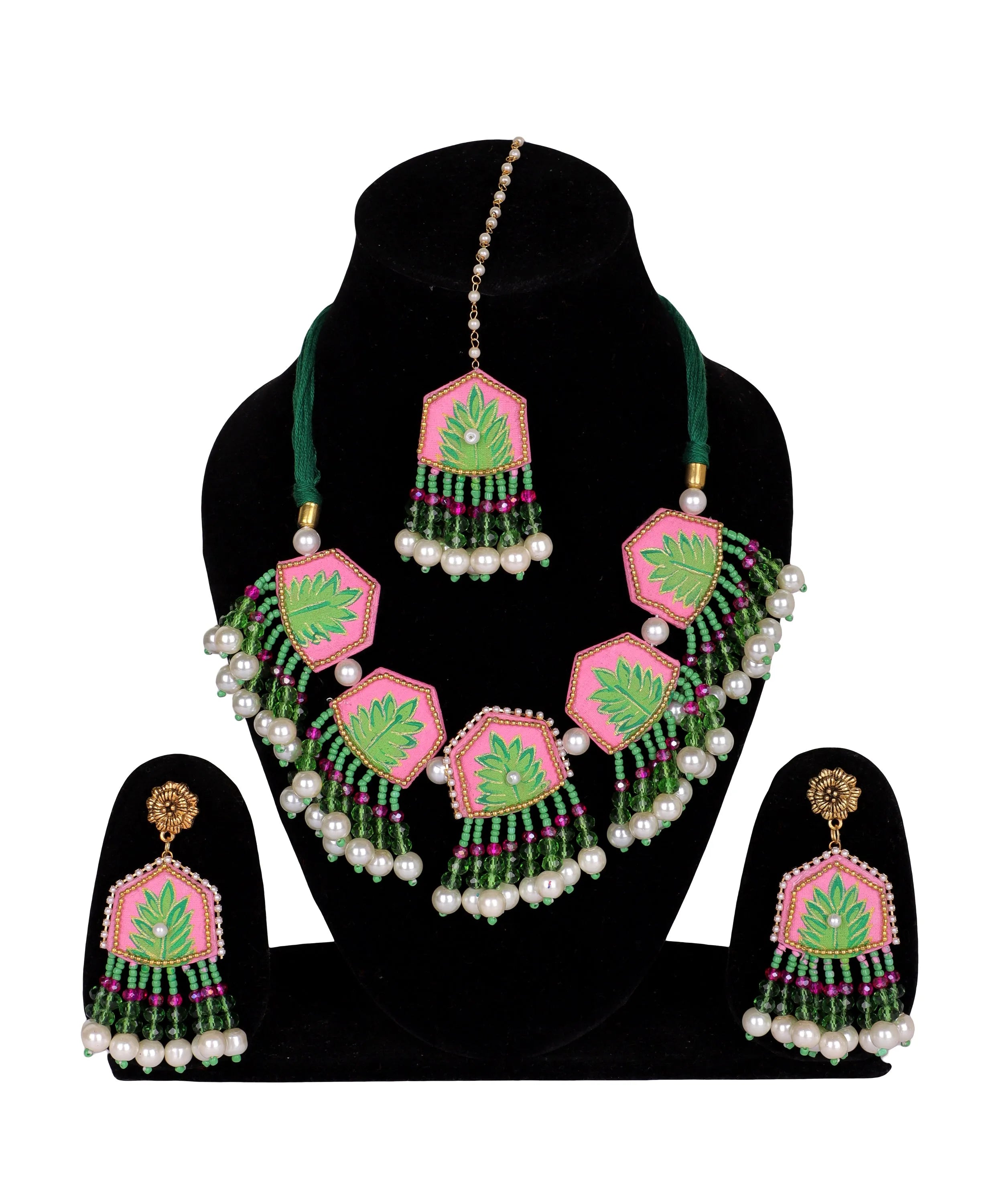 Reni Classic Multi Color Hand Painted Bridal Jewelry (Shaadi Set) - 015 - KHOJ.CITY