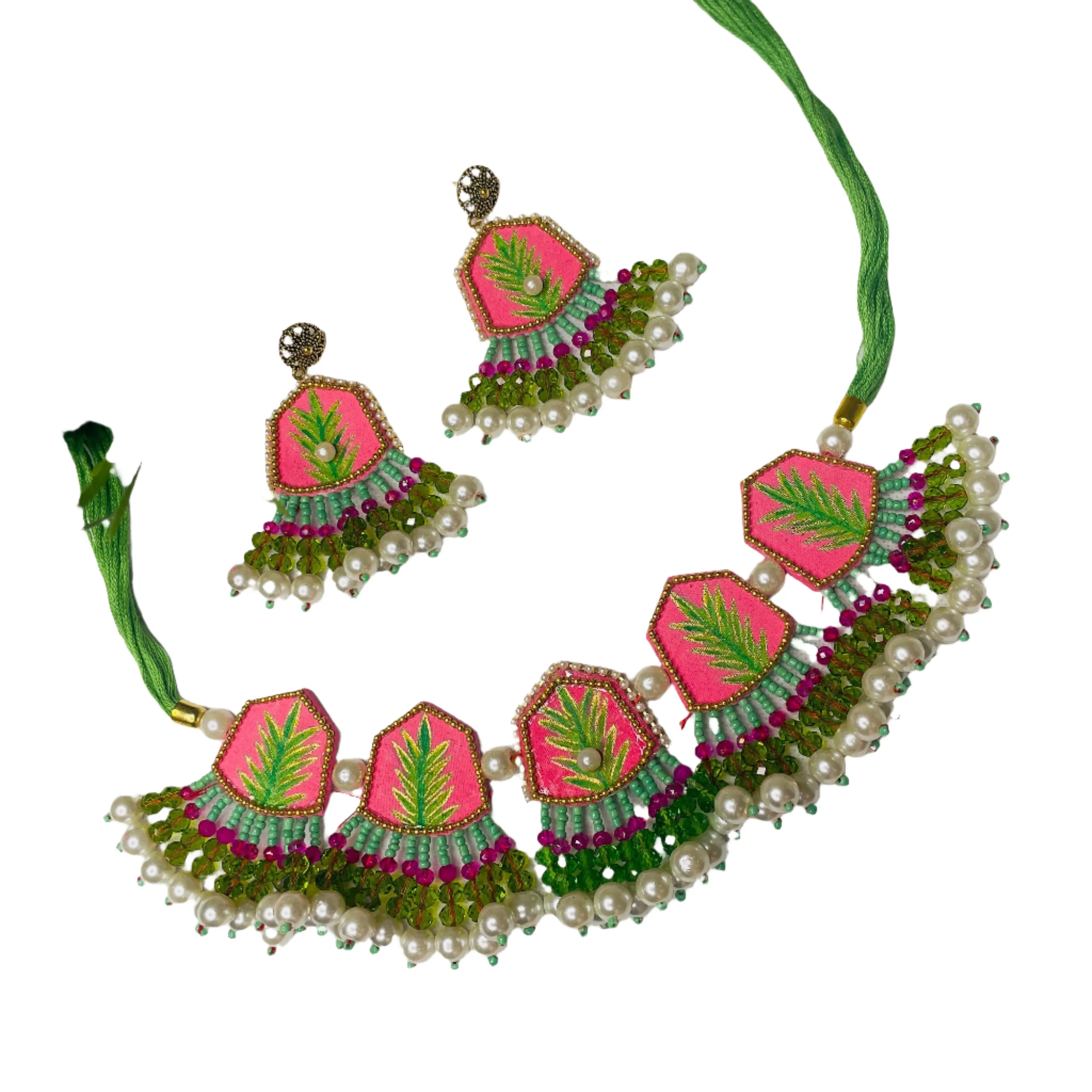 Reni Classic Pink Handmade & Hand Painted (Choker set) -024 - KHOJ.CITY