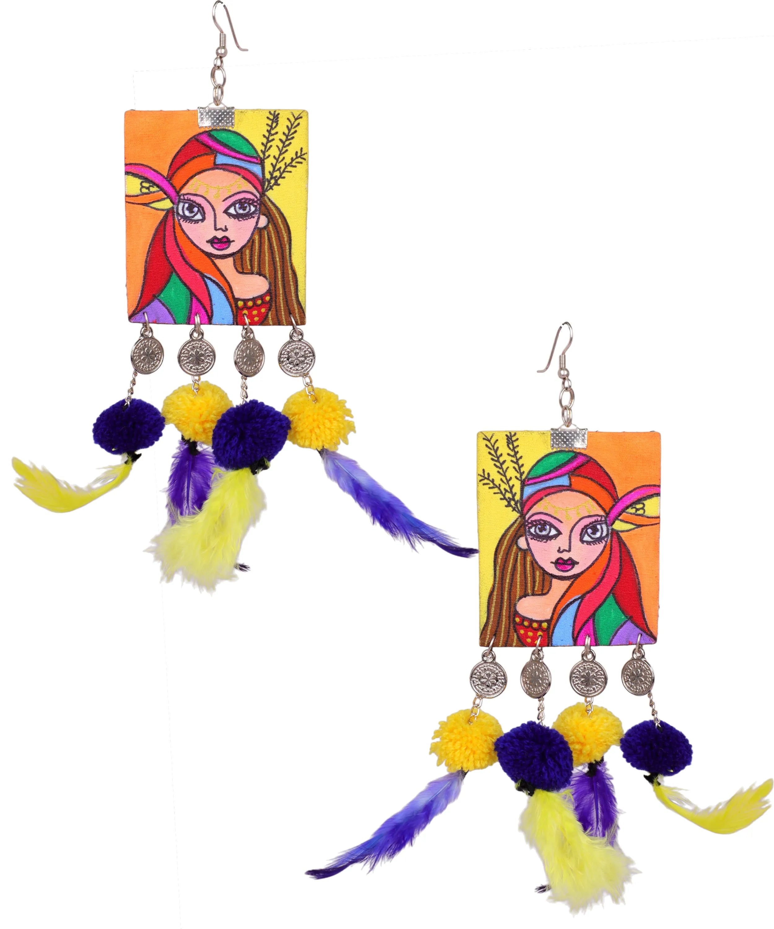 Rim Jhim Bohemian Multi Color Hand Painted Drop (Earrings) HP-ER-170 - KHOJ.CITY