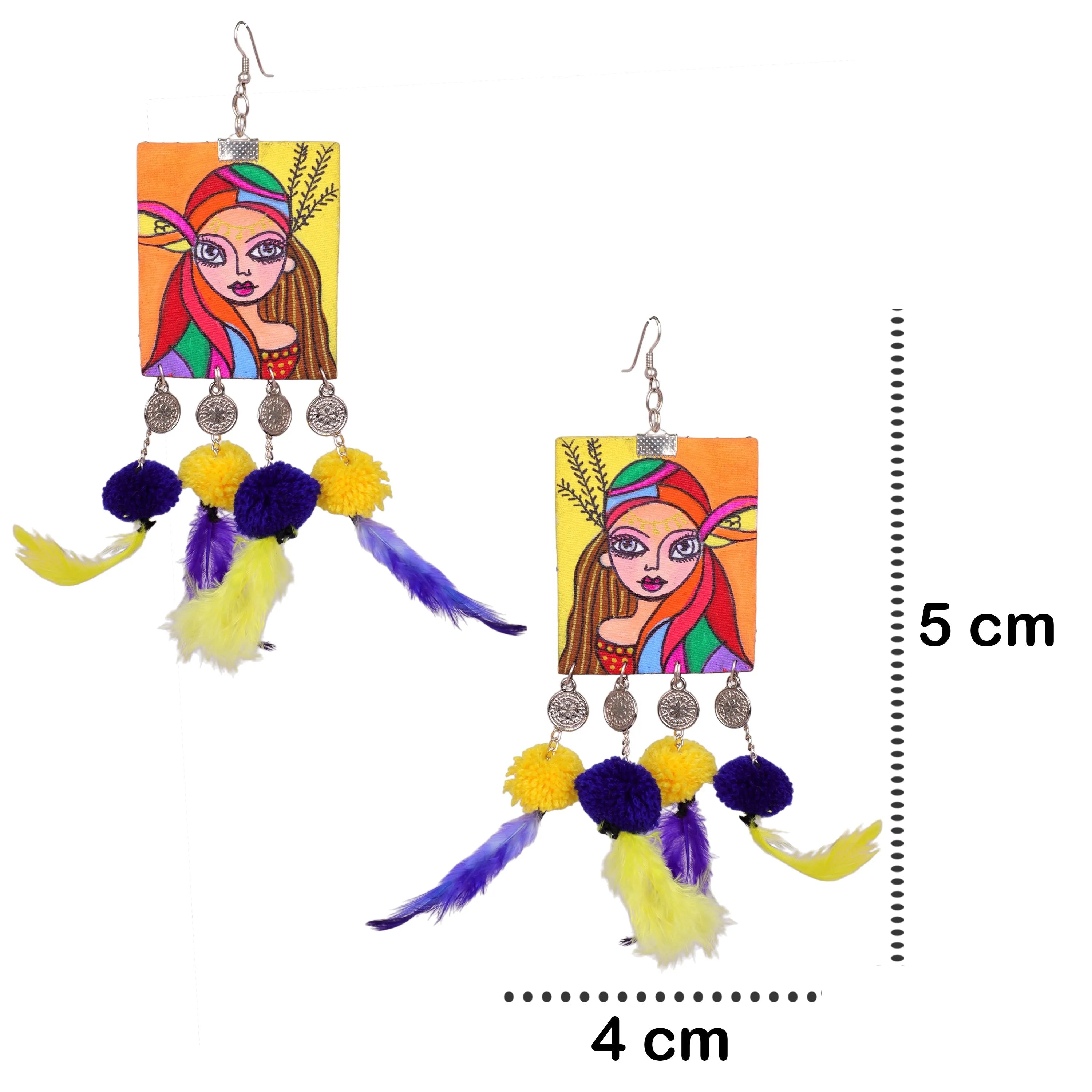 Rim Jhim Bohemian Multi Color Hand Painted Drop (Earrings) HP-ER-170 - KHOJ.CITY