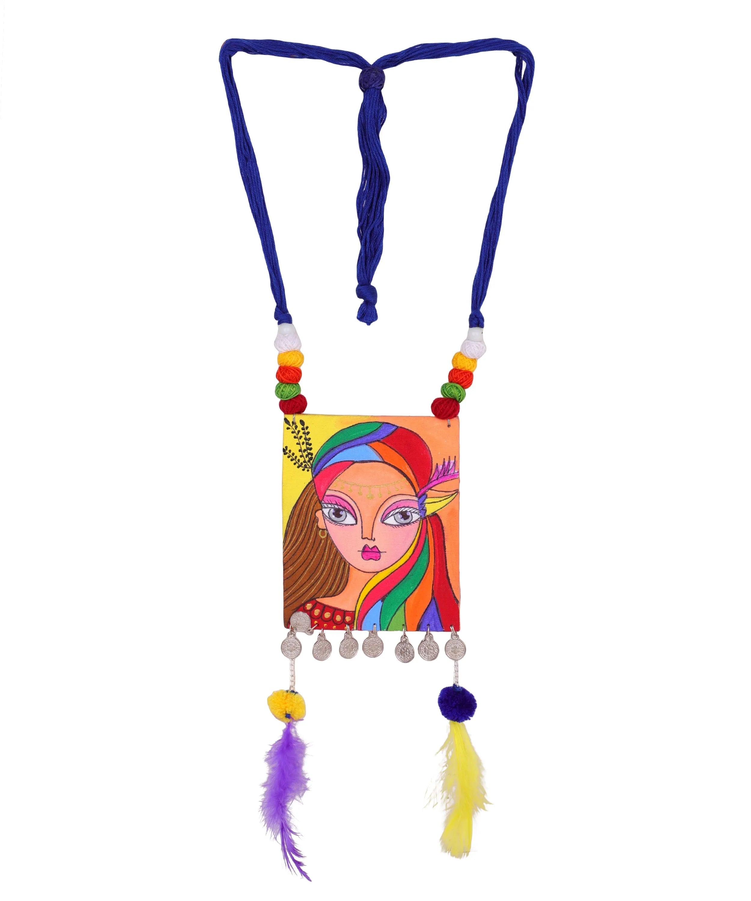 Rim Jhim Bohemian Multi Color Hand Painted (Necklace) HP-NP-088 - KHOJ.CITY