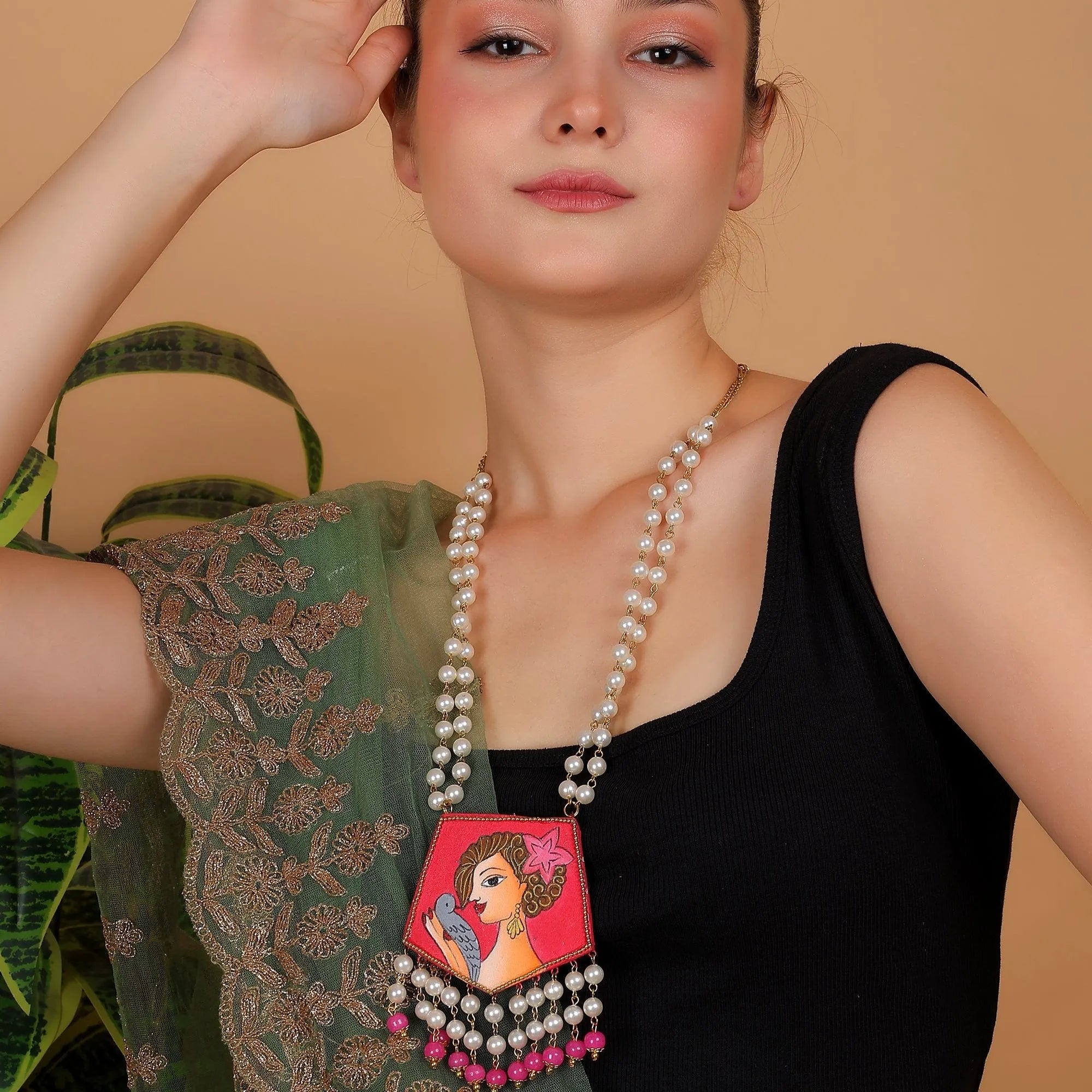 Roop Classic Hand Painted (Necklace) HP-NP-205 - KHOJ.CITY