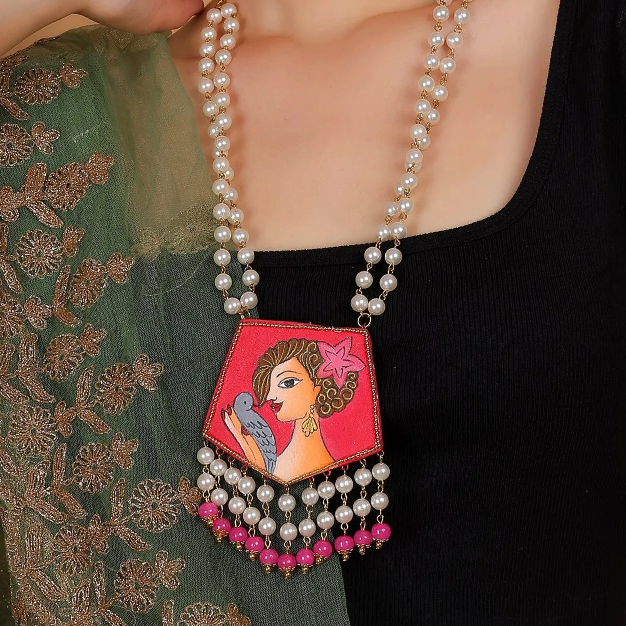 Roop Classic Hand Painted (Necklace) HP-NP-205 - KHOJ.CITY