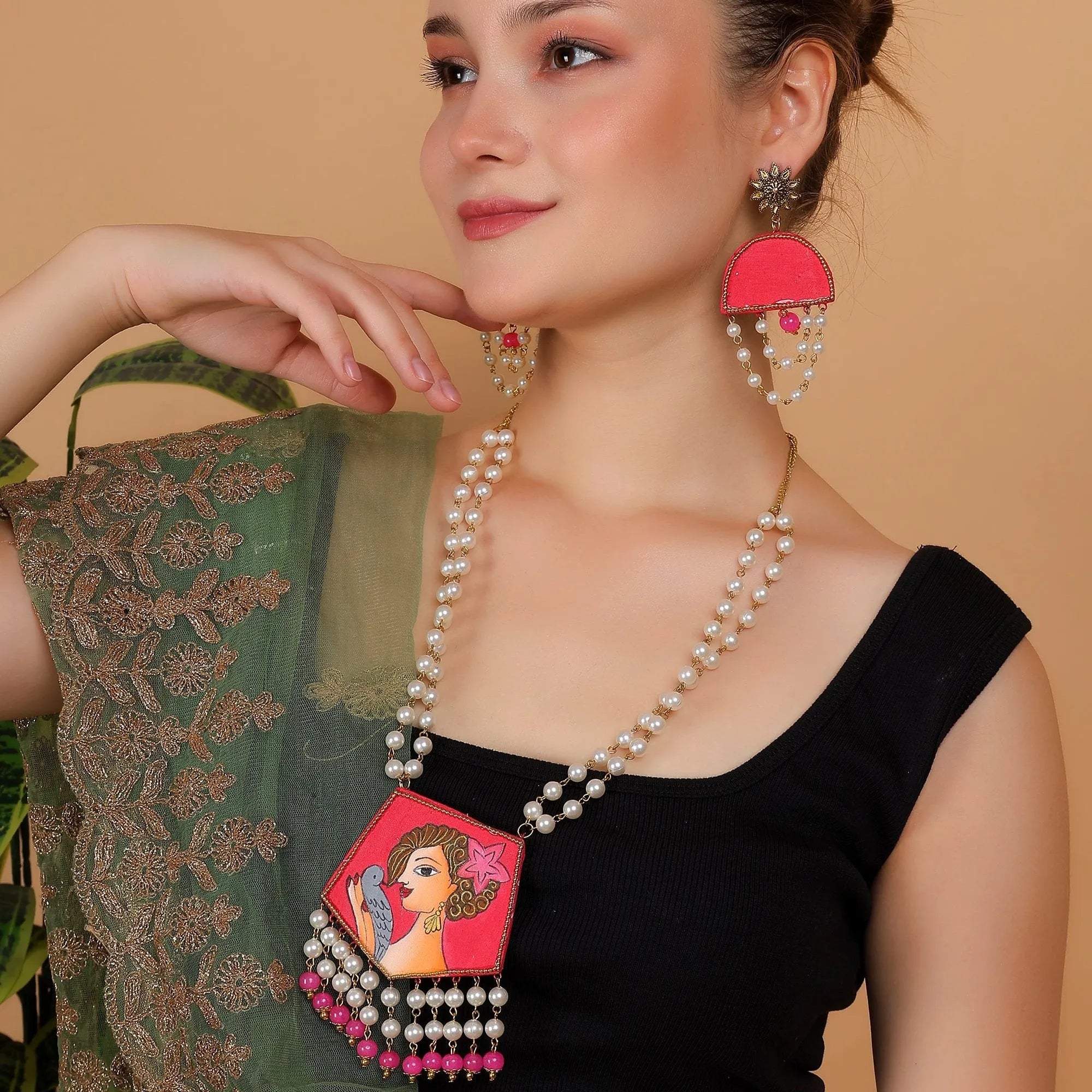 Roop Classic Hand Painted (Necklace Set) HP-NP-115 - KHOJ.CITY