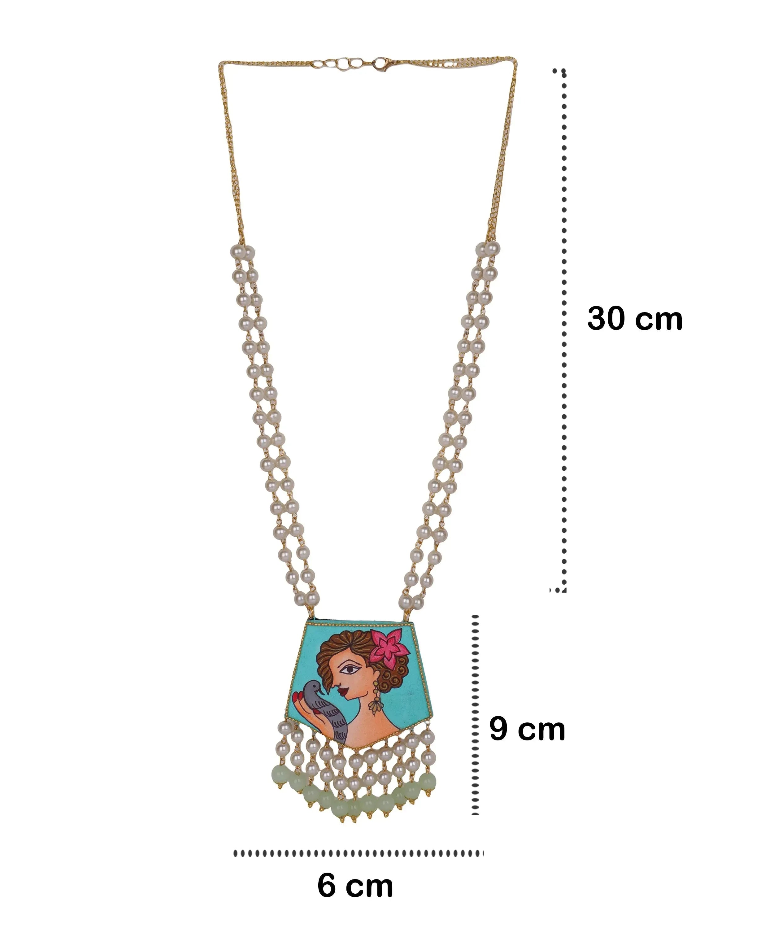 Roop Green Bohemian Hand Painted (Necklace) HP-NP-206 - KHOJ.CITY