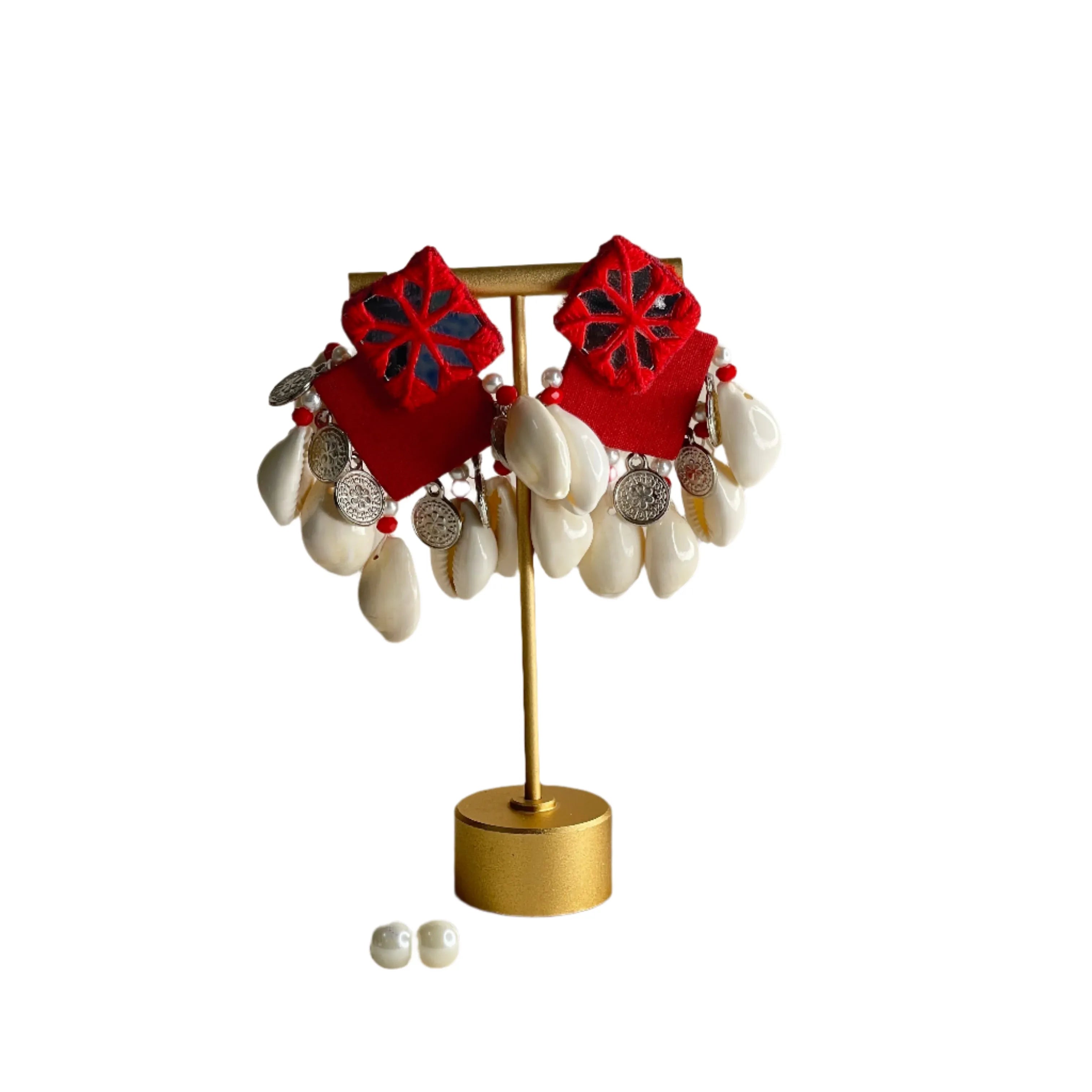 Ruby Traditional Multi Color Handmade Stud (Earrings) HM-ER-056 - KHOJ.CITY