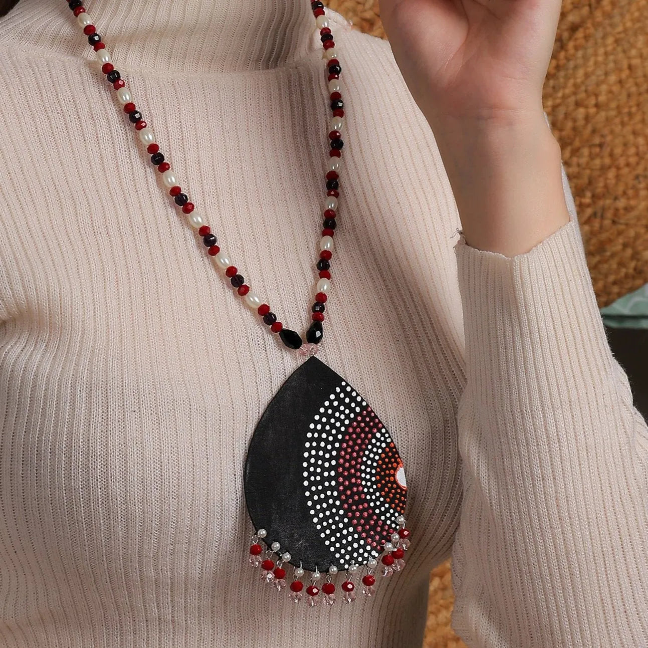 Sable Dot Multi Color Hand Painted (Necklace) HP-NP-208 - KHOJ.CITY