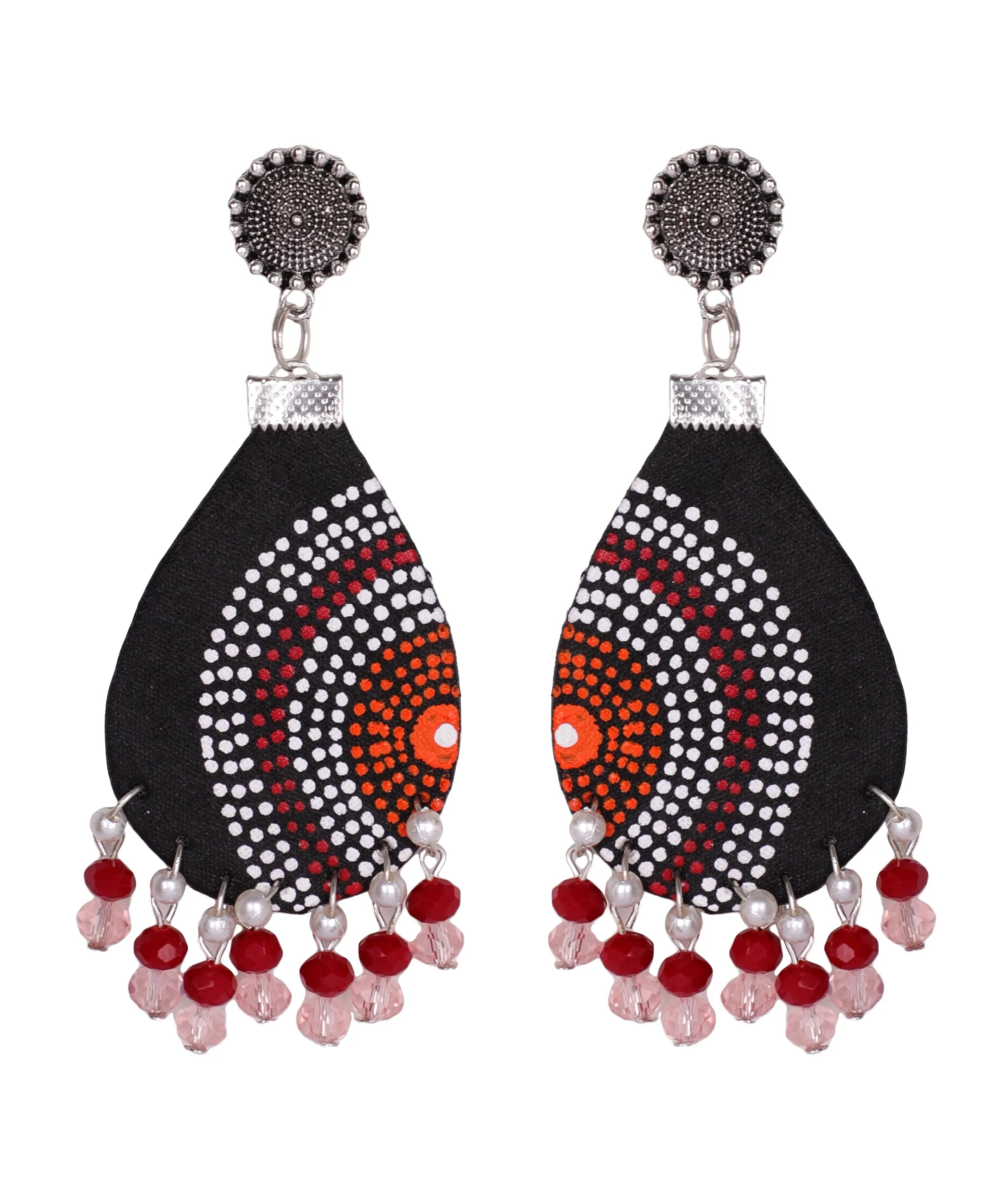 Sable Dot Traditional Multi Color Hand Painted Drop (Earrings) HP-ER-175 - KHOJ.CITY