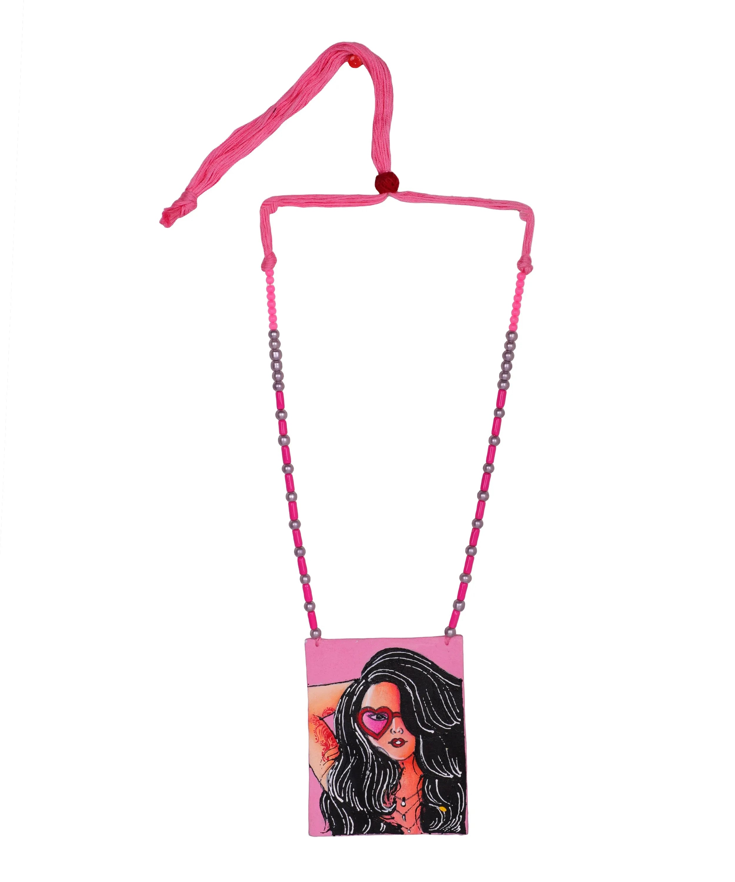 Sassy Urban Naari Bohemian Multi Color Hand Painted (Necklace) HP-NP-111 - KHOJ.CITY
