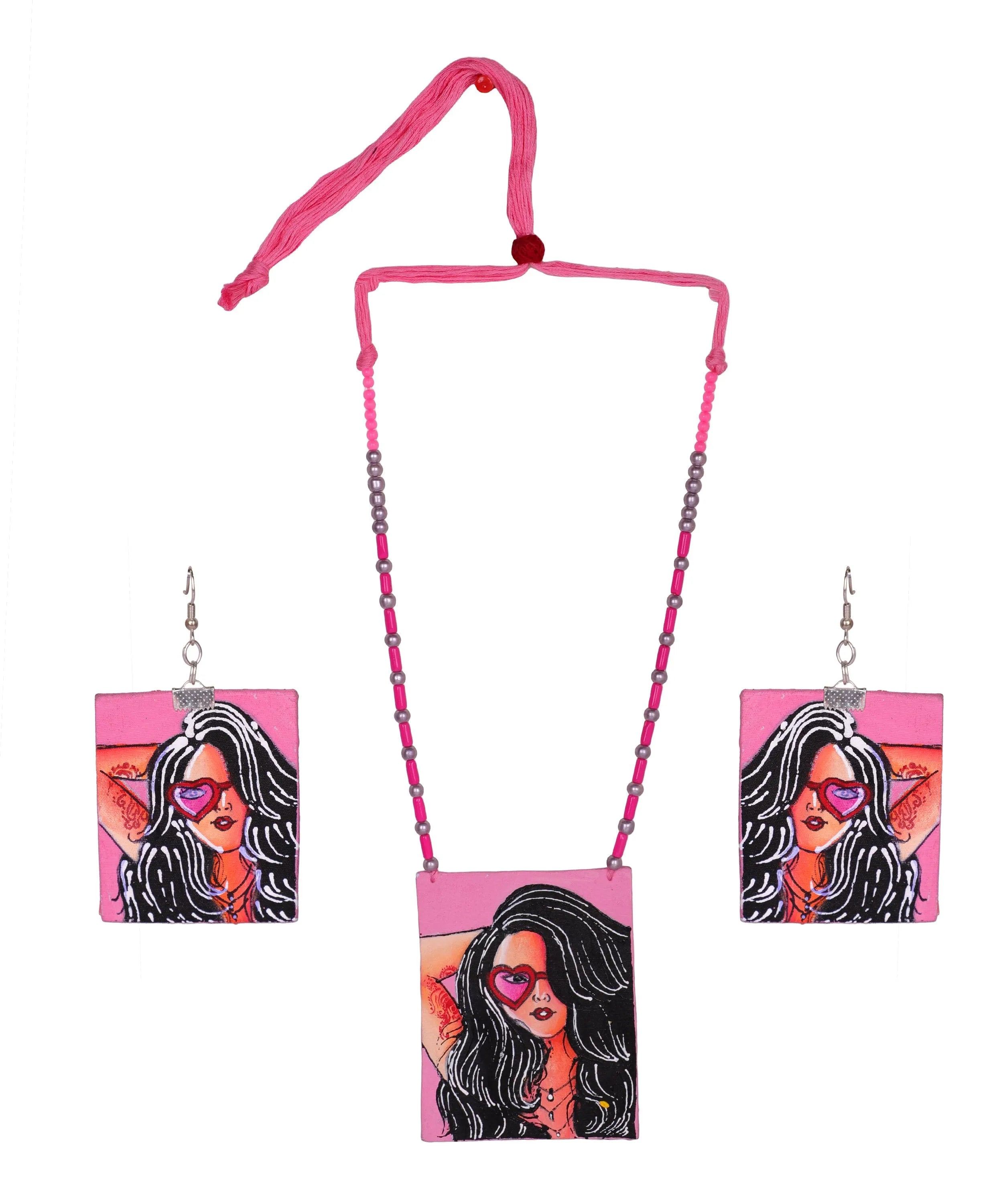 Sassy Urban Naari Bohemian Multi Color Hand Painted (Necklace Set) HP-NP-209 - KHOJ.CITY