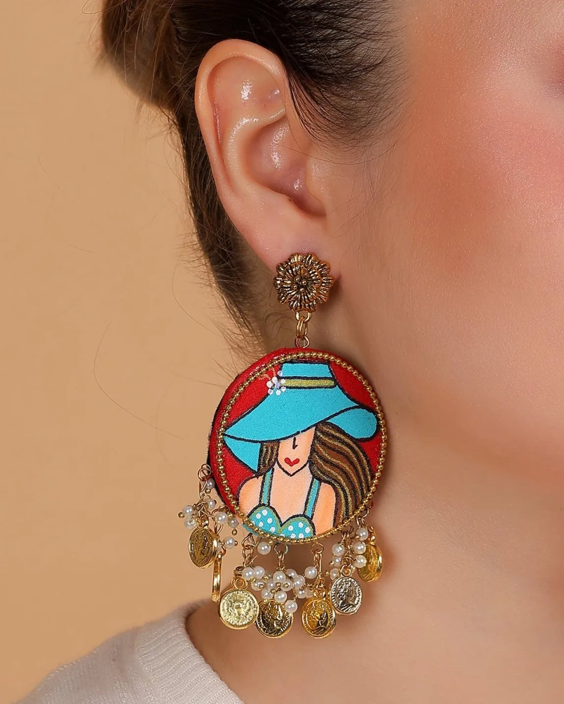 Seton Classic Red Hand Painted (Necklace Set) HP-NP-210 - KHOJ.CITY