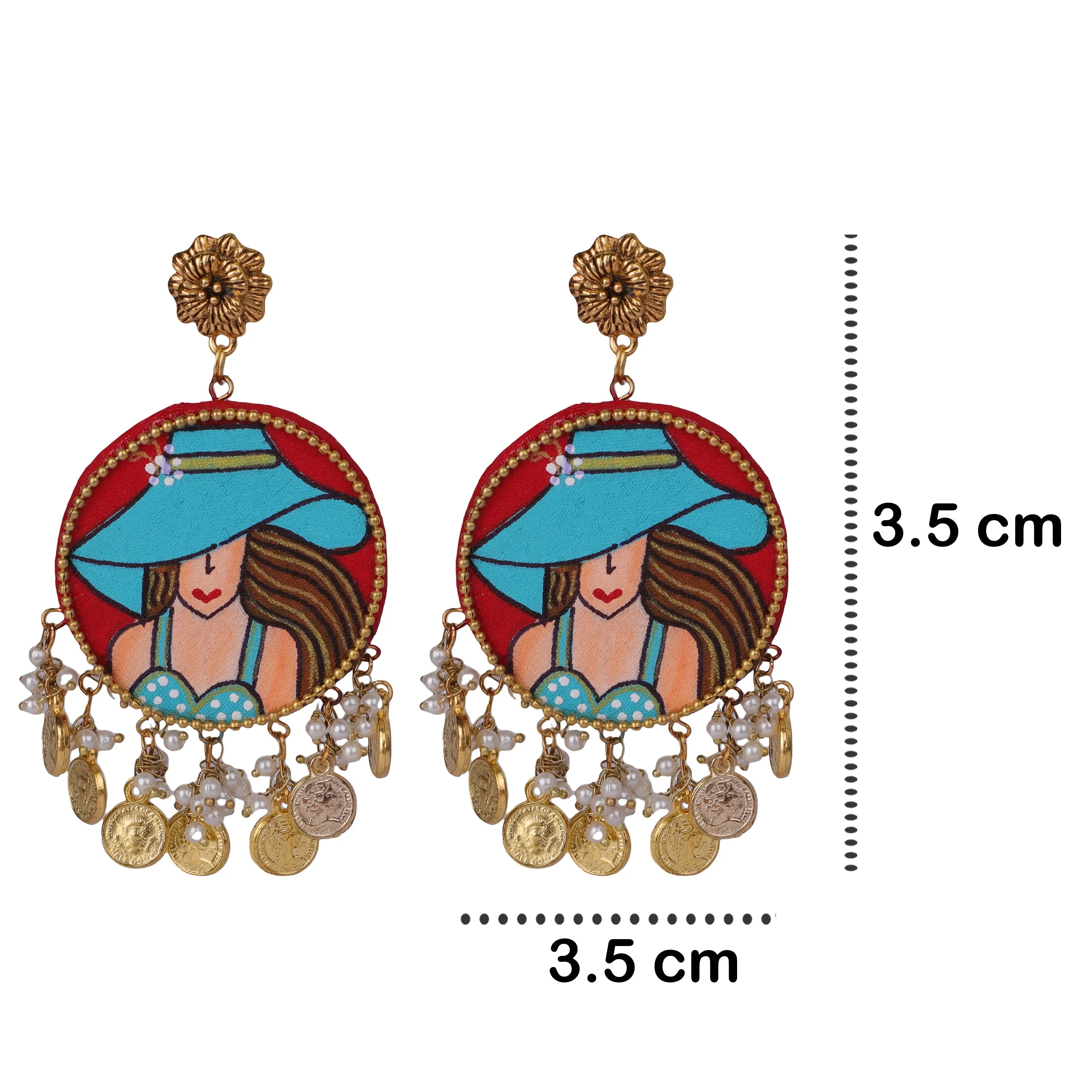 Seton Traditional Red Hand Painted Drop (Earrings) HP-ER-211 - KHOJ.CITY
