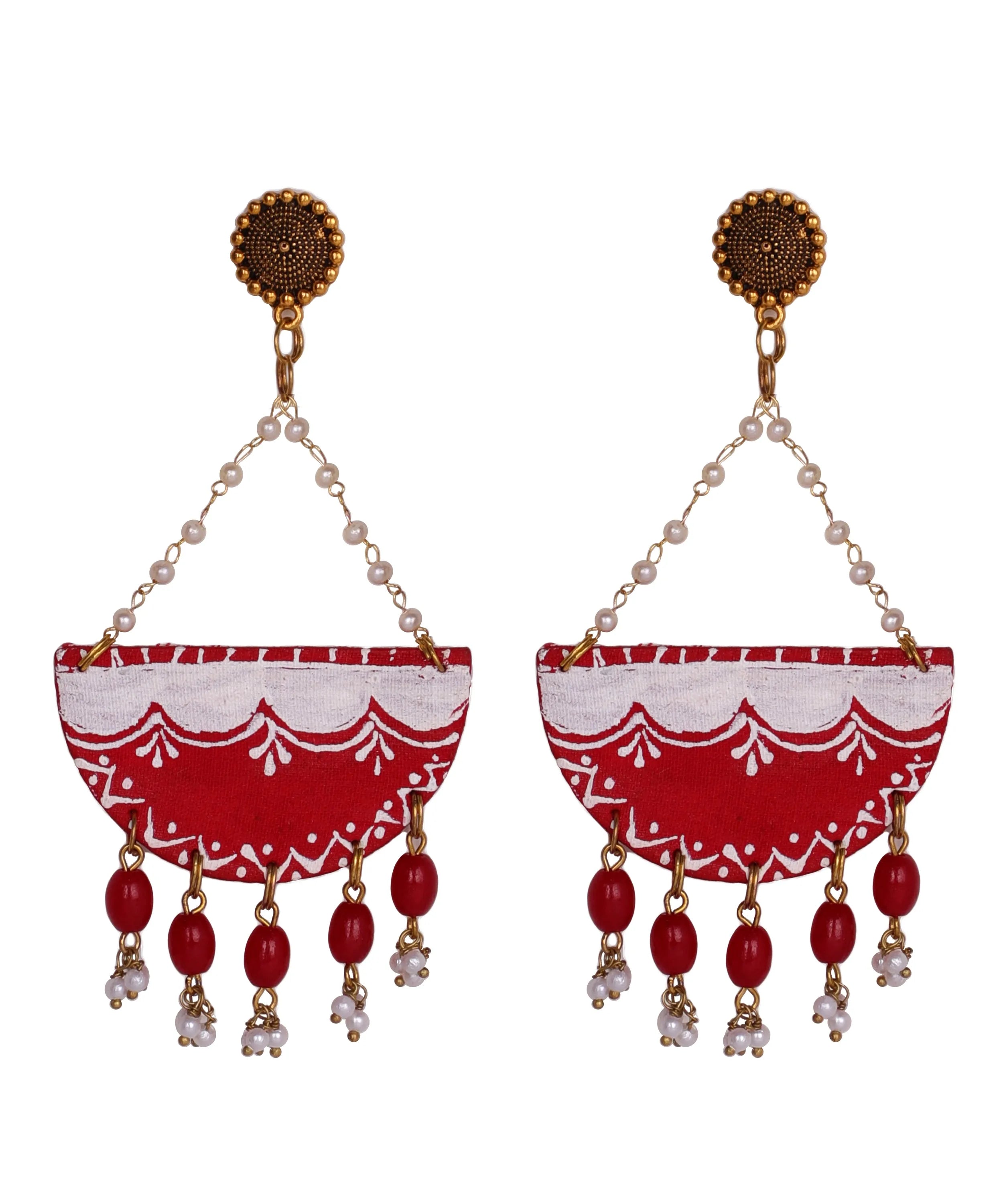 Shingaar Traditional Multi Color Hand Painted Drop (Earrings) HP-ER-180 - KHOJ.CITY