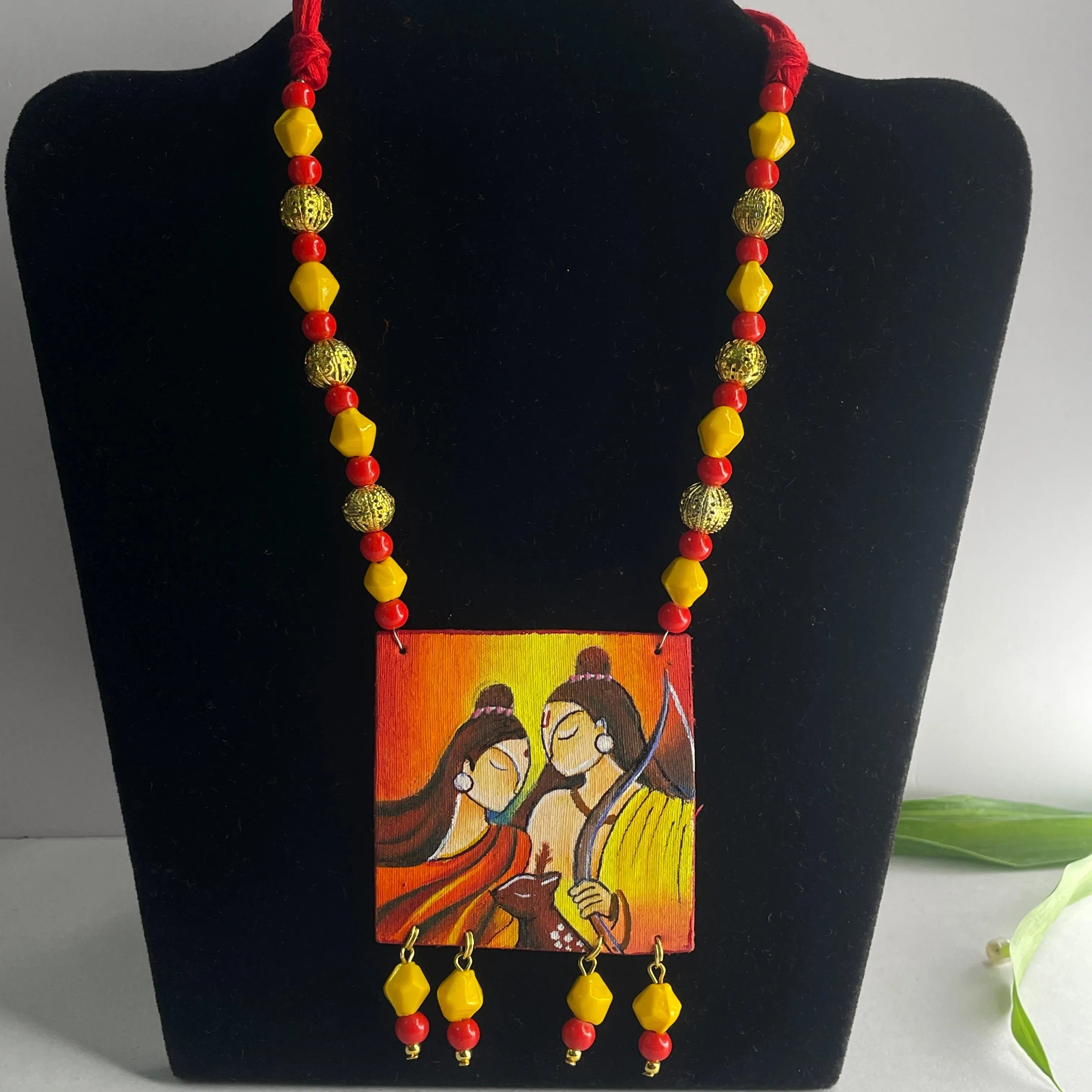 Siya Ram Traditional Multi Color Hand Painted (Necklace) HP-NP-098 - KHOJ.CITY