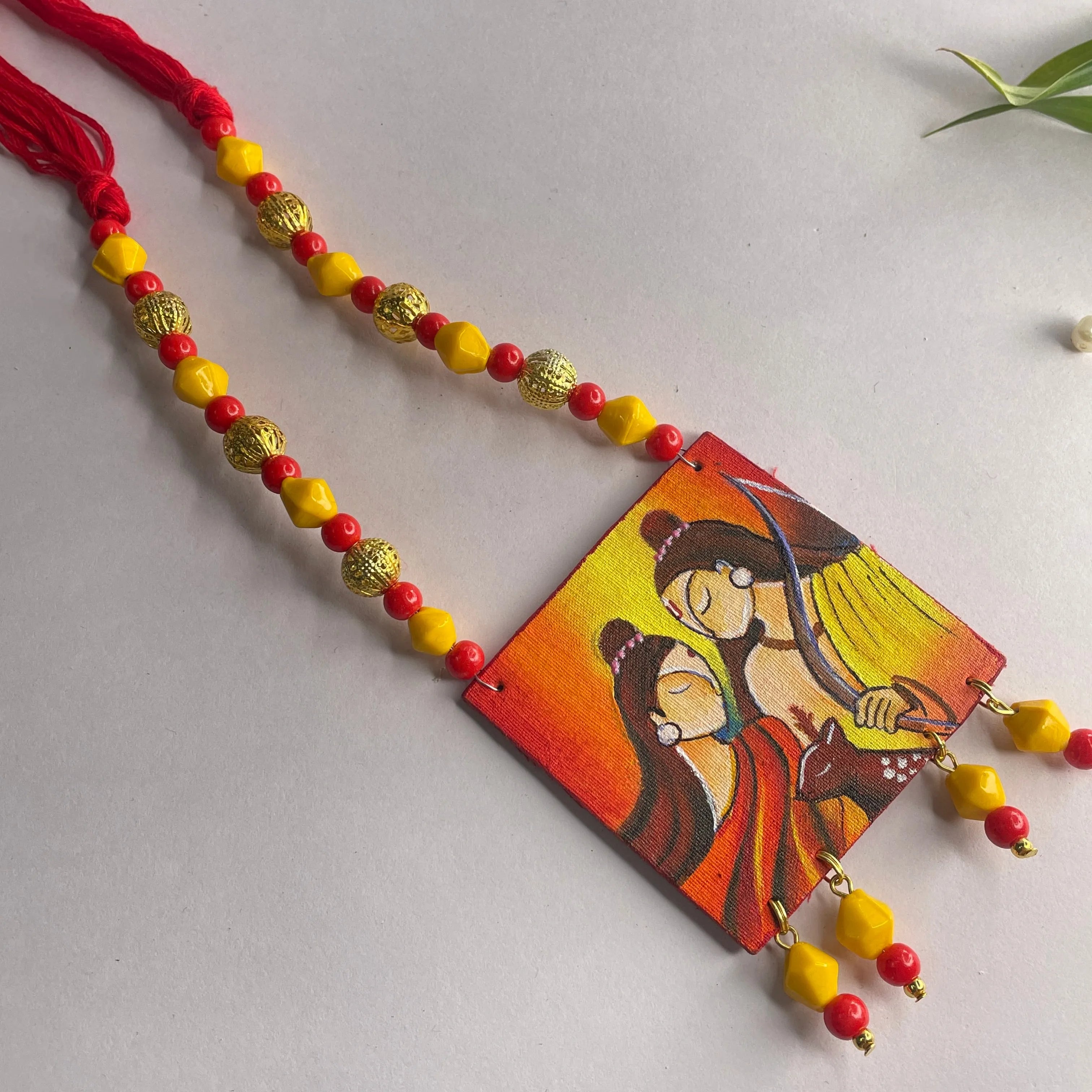 Siya Ram Traditional Multi Color Hand Painted (Necklace) HP-NP-098 - KHOJ.CITY