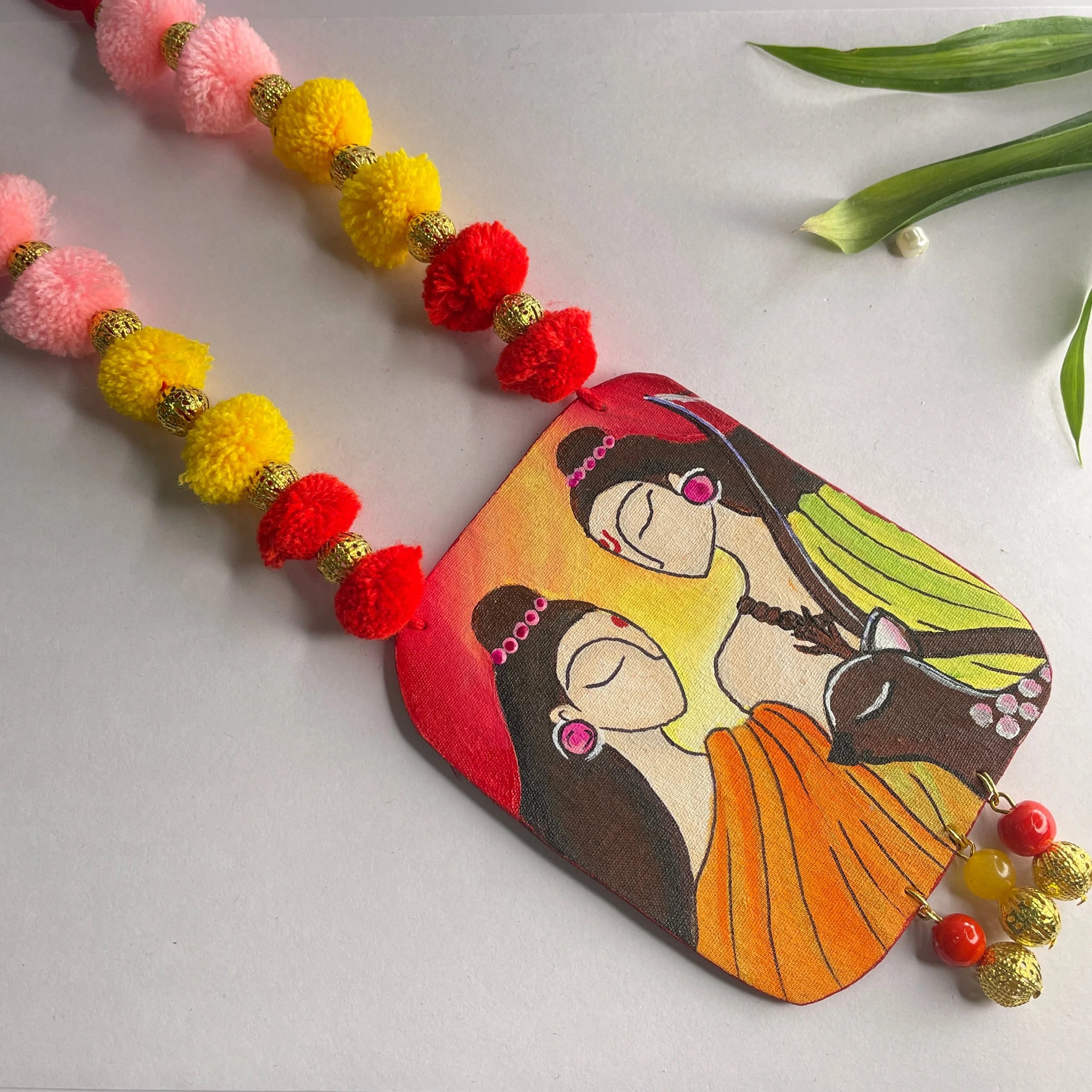 Siya Ram Traditional Multi Color Hand Painted (Necklace) HP-NP-099 - KHOJ.CITY