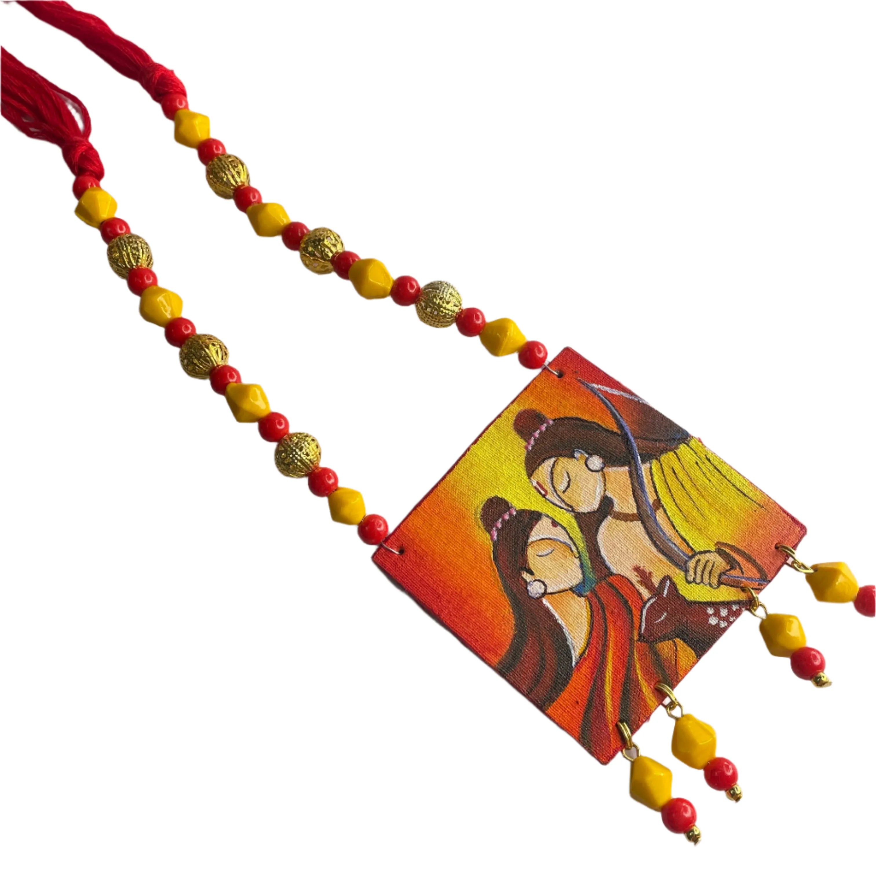 Siya Ram Traditional Multi Color Hand Painted (Necklace) HP-NP-098 - KHOJ.CITY