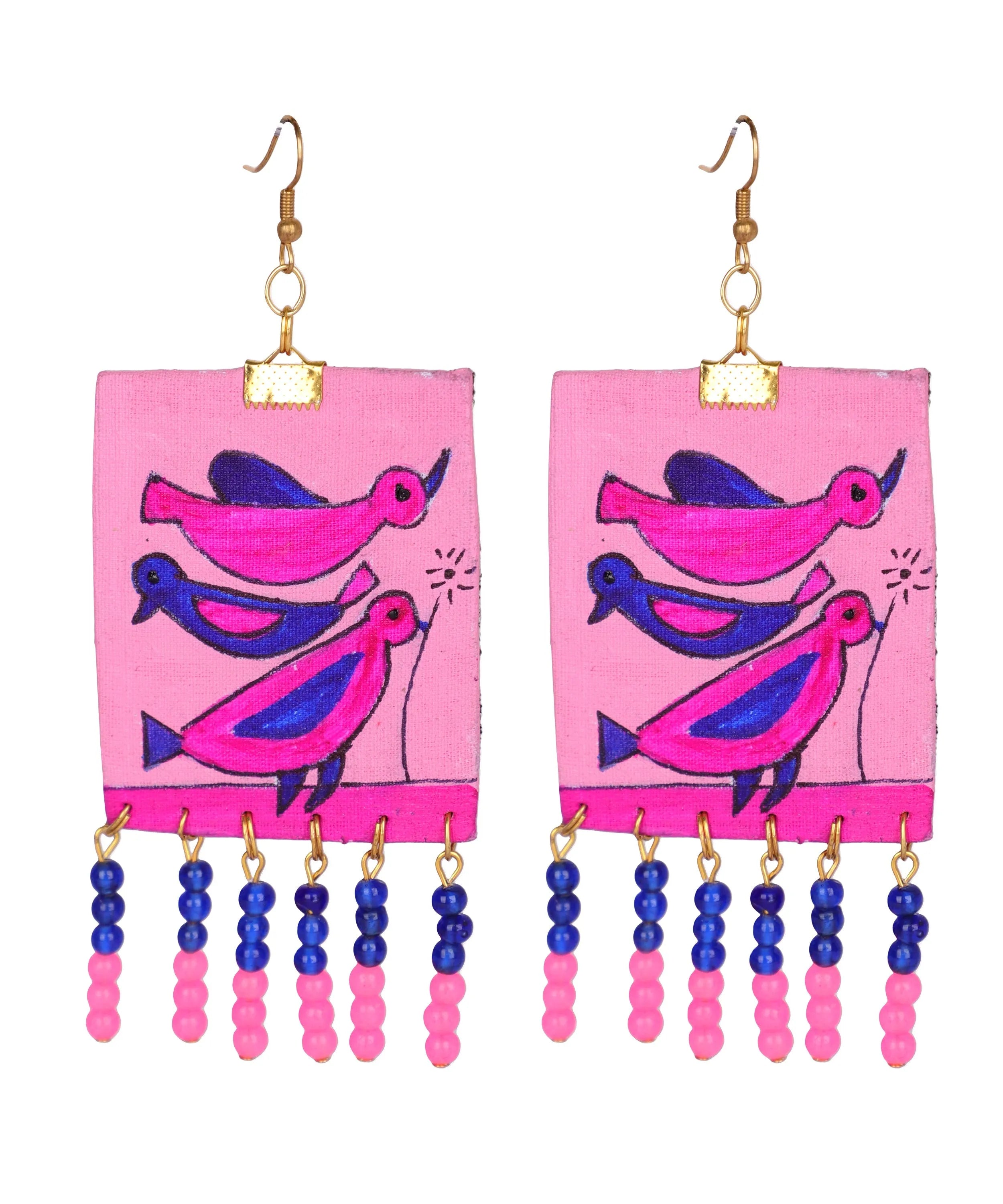 Spiti Traditional Multi Color Hand Painted Drop (Earrings) HP-ER-182 - KHOJ.CITY