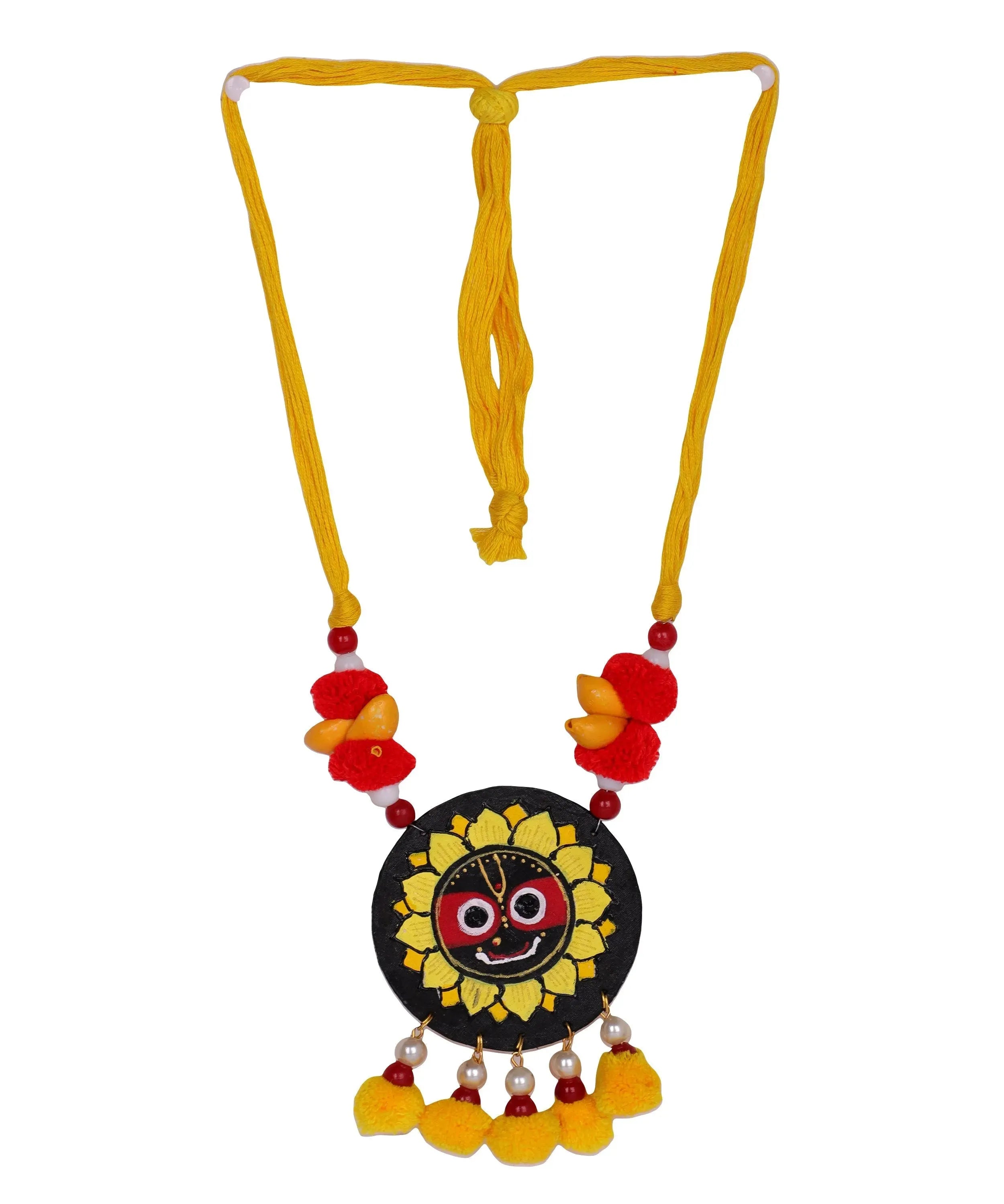 Sri Puri Jagannath Traditional Multi Color Hand Painted (Necklace Set) HP-NP-211 - KHOJ.CITY