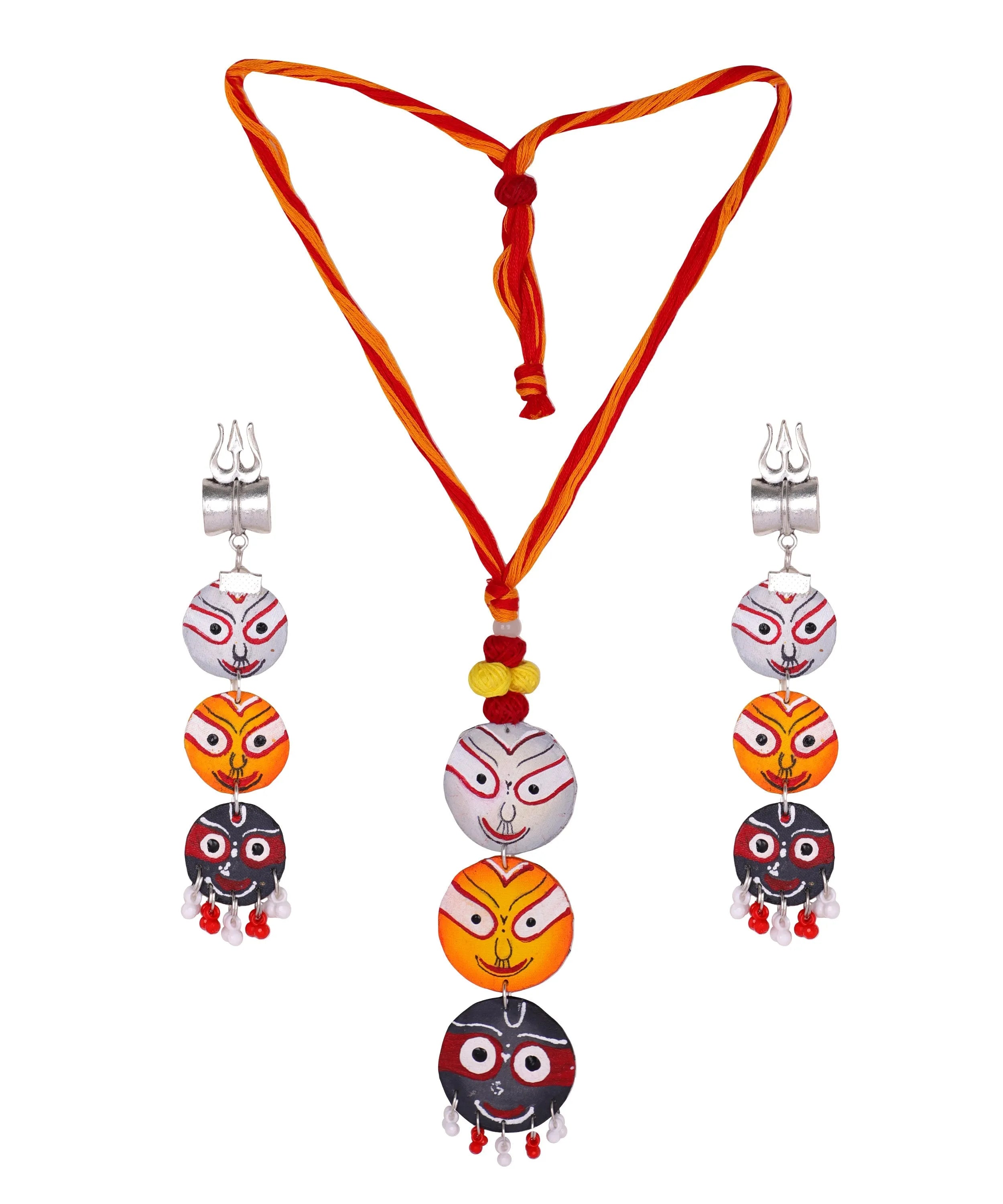 Trio Jagannath Traditional Multi Color Hand Painted (Necklace Set) HP-NP-213 - KHOJ.CITY