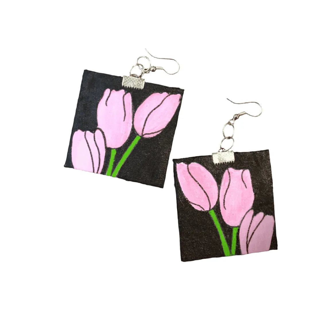 Tulip Traditional Multi Color Hand Painted Drop (Earrings) HP-ER-187 - KHOJ.CITY
