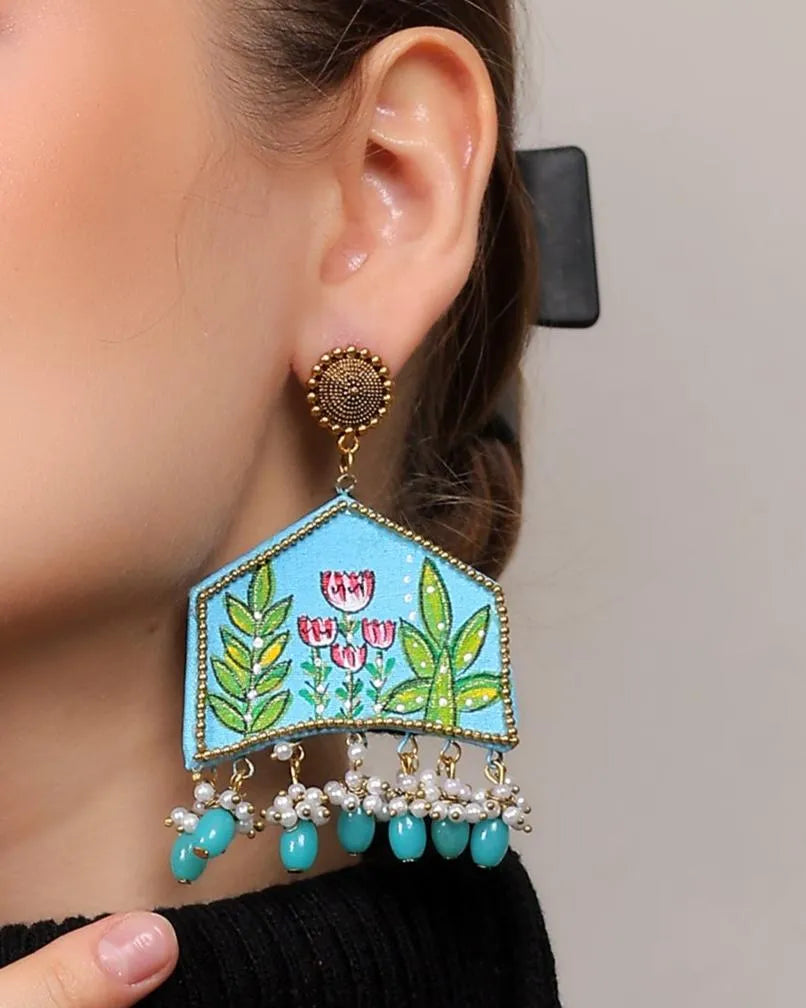 Tulipa Traditional Multi Color Hand Painted Drop (Necklace Set) HP-NP-214 - KHOJ.CITY
