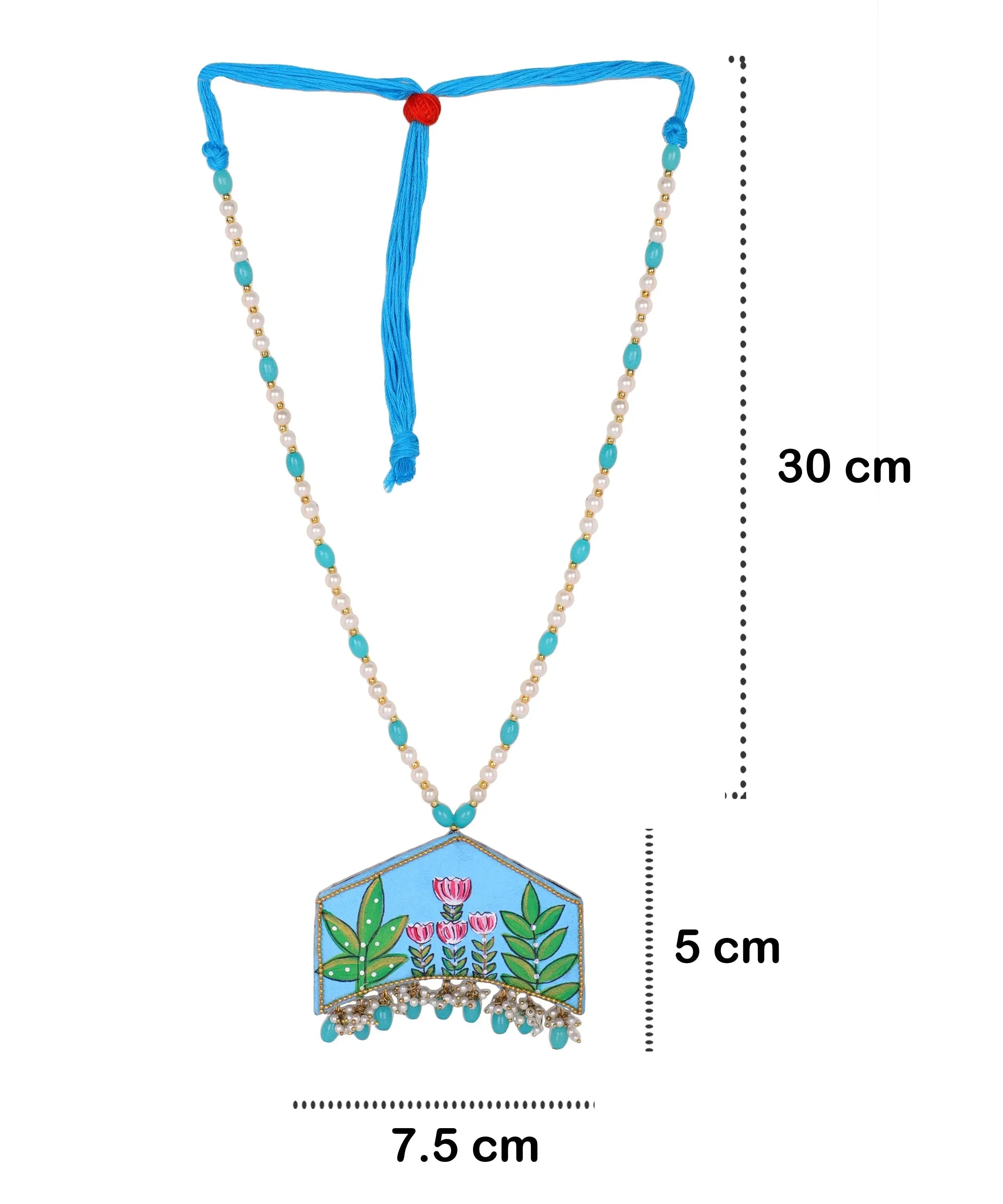 Tulipa Traditional Multi Color Hand Painted Drop (Necklace) HP-NP-215 - KHOJ.CITY