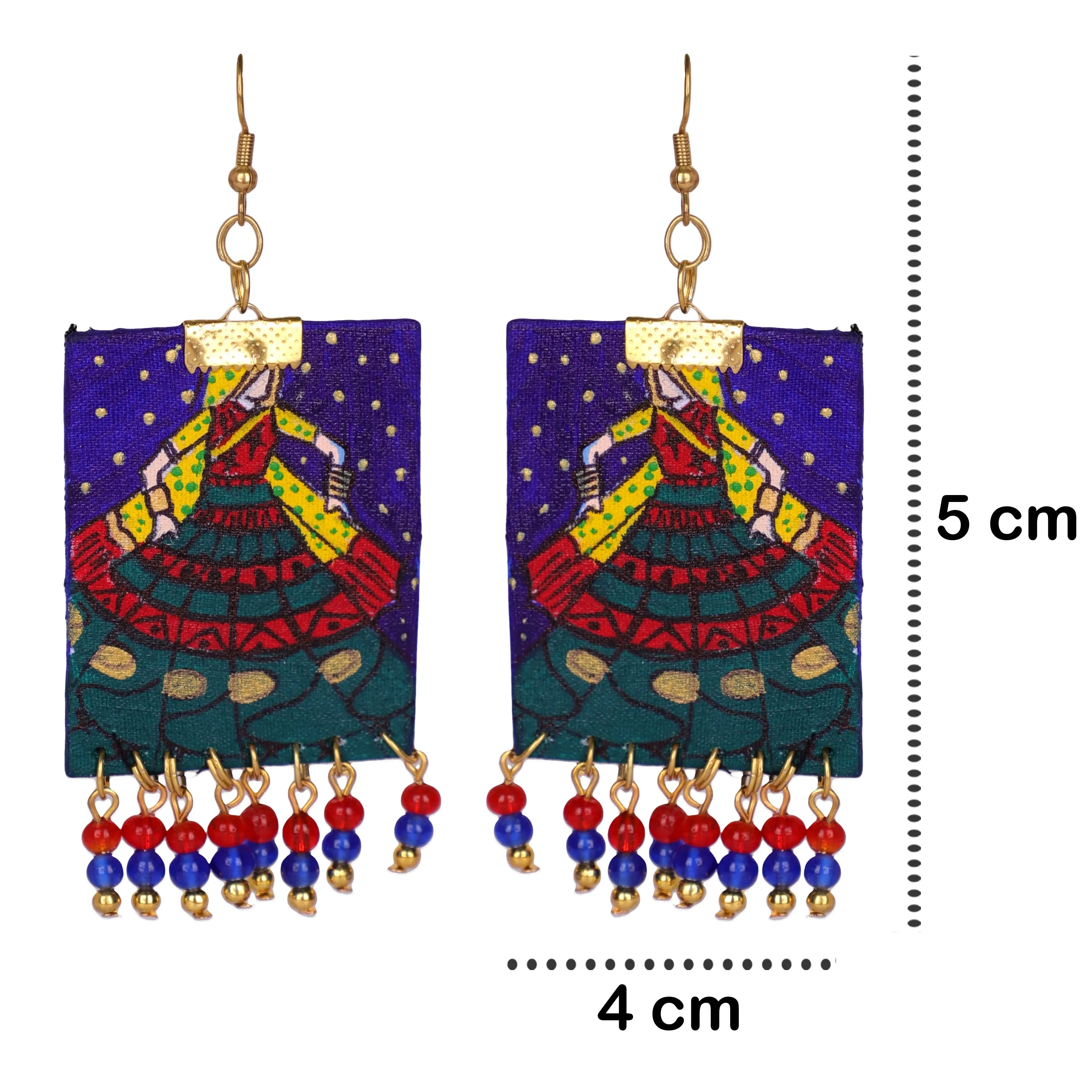 Twirl Traditional Multi Color Hand Painted Drop (Earrings) HP-ER-189 - KHOJ.CITY