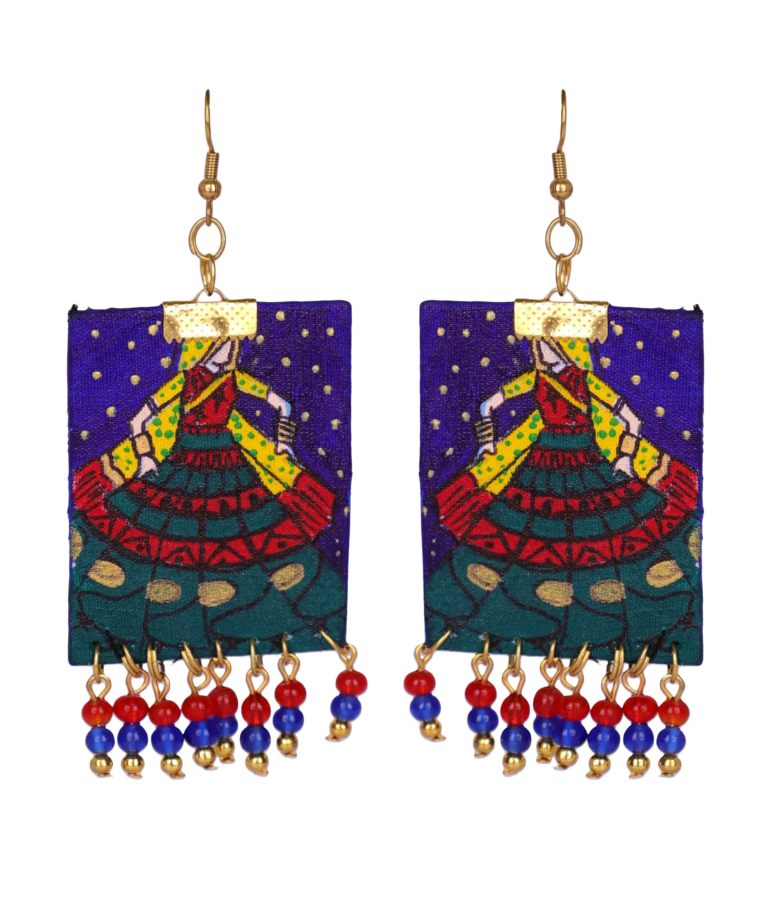 Twirl Traditional Multi Color Hand Painted Drop (Earrings) HP-ER-189 - KHOJ.CITY