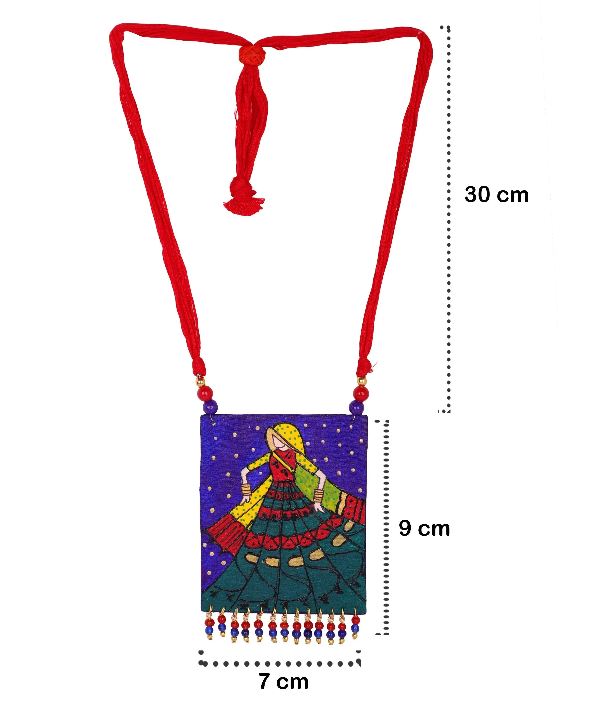 Twirl Traditional Multi Color Hand Painted Drop (Necklace) HP- NP-217 - KHOJ.CITY