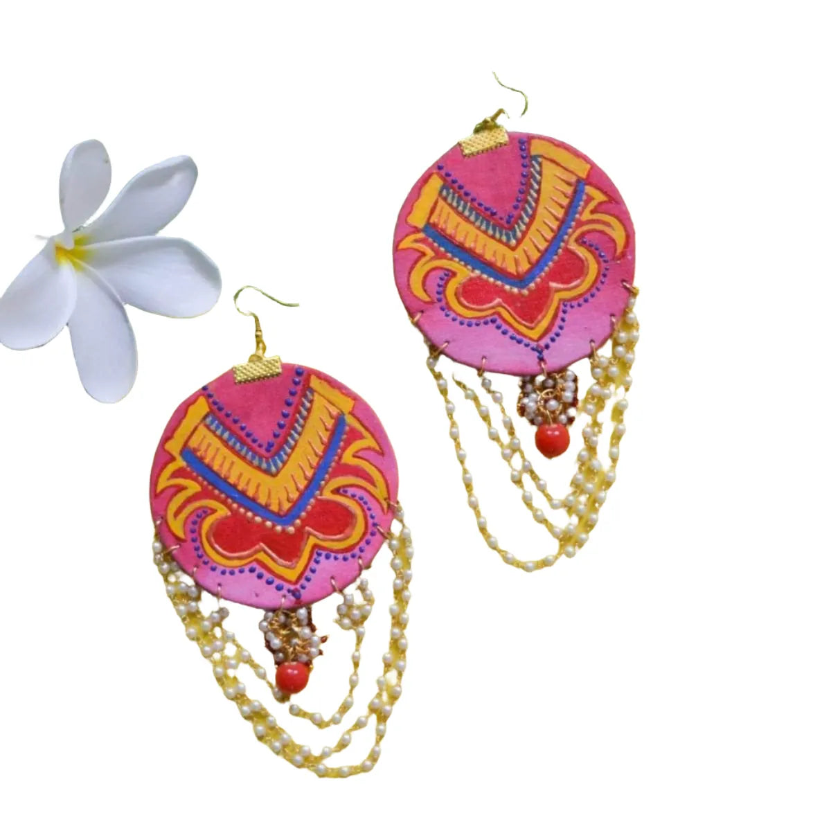 Ucchal Traditional Multi Color Hand Painted Drop (Earrings) HP-ER-190 - KHOJ.CITY