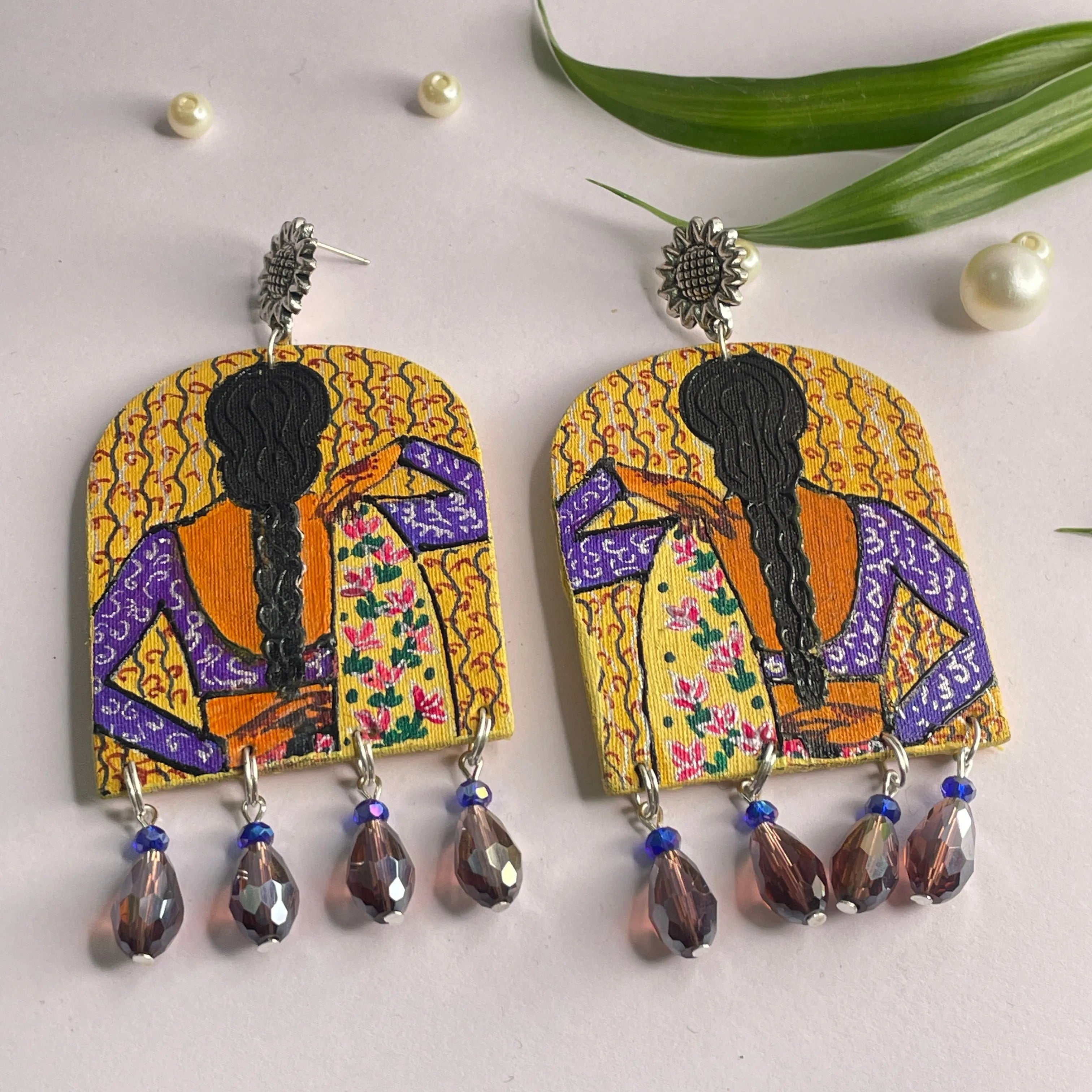 Ada Urban Naari Bohemian Multi Color Hand Painted Drop (Earrings) HP-ER-196 - KHOJ.CITY