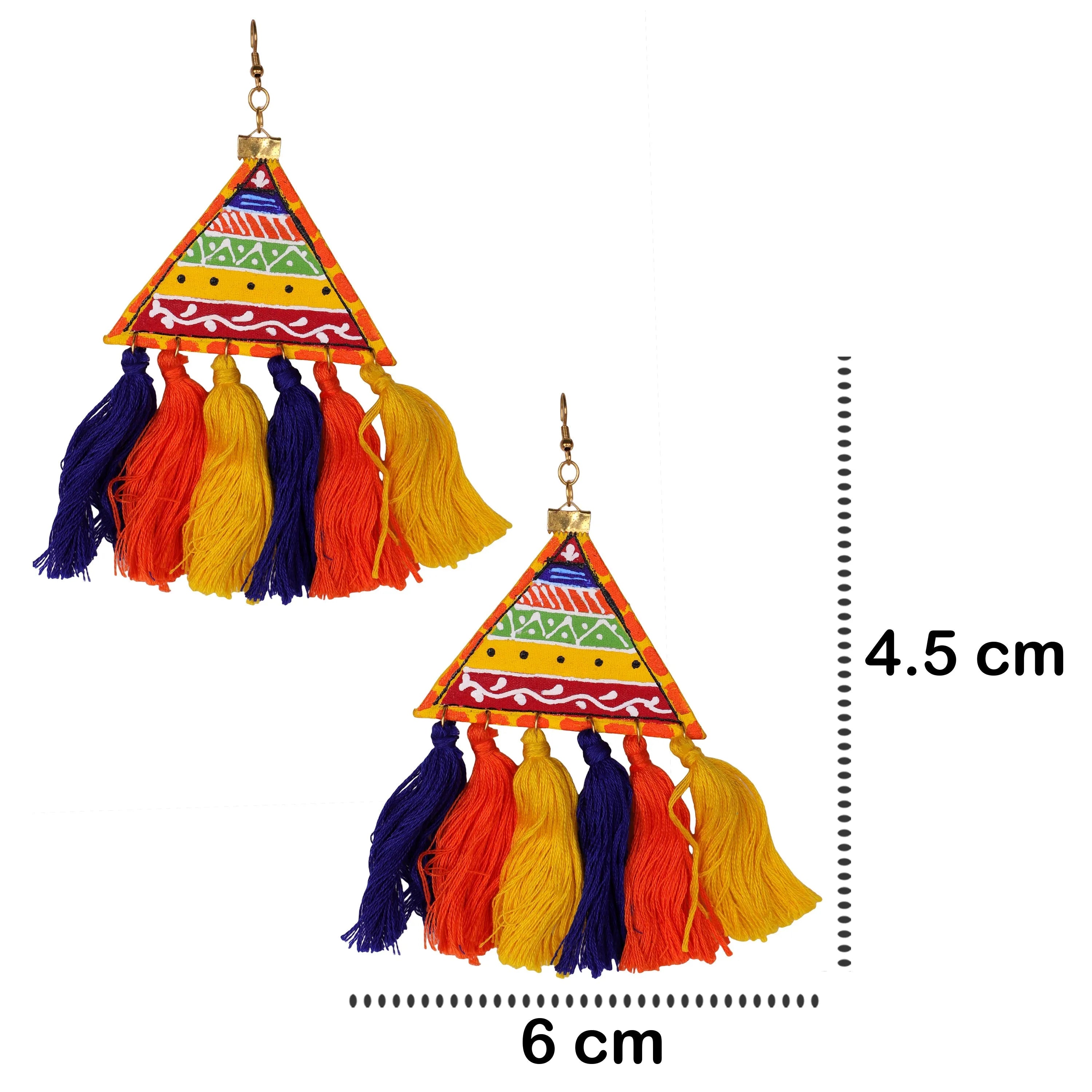 Valley Warli Modern Multi Color Hand Painted Drop (Earrings) HP-ER-197 - KHOJ.CITY
