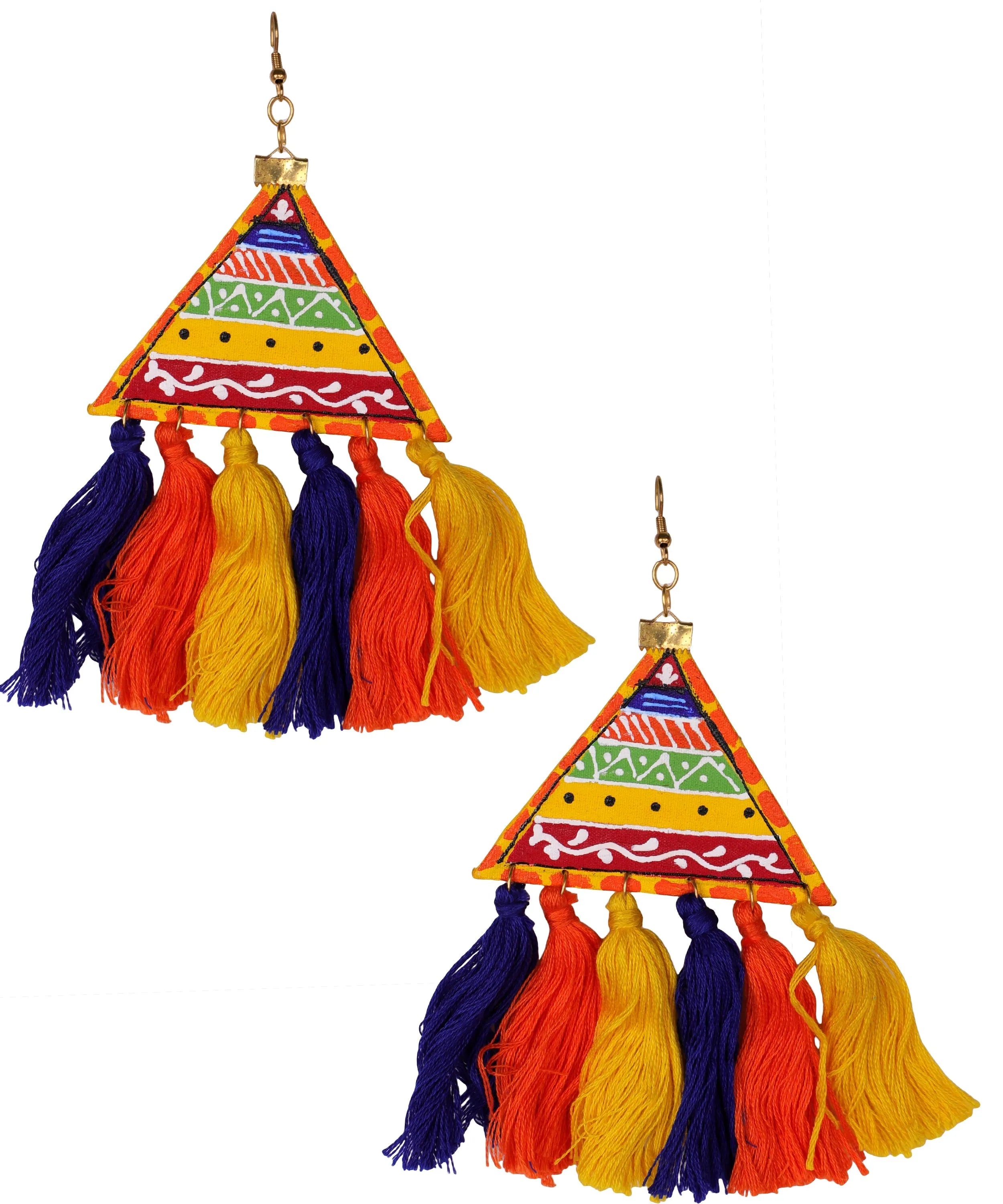 Valley Warli Modern Multi Color Hand Painted Drop (Earrings) HP-ER-197 - KHOJ.CITY