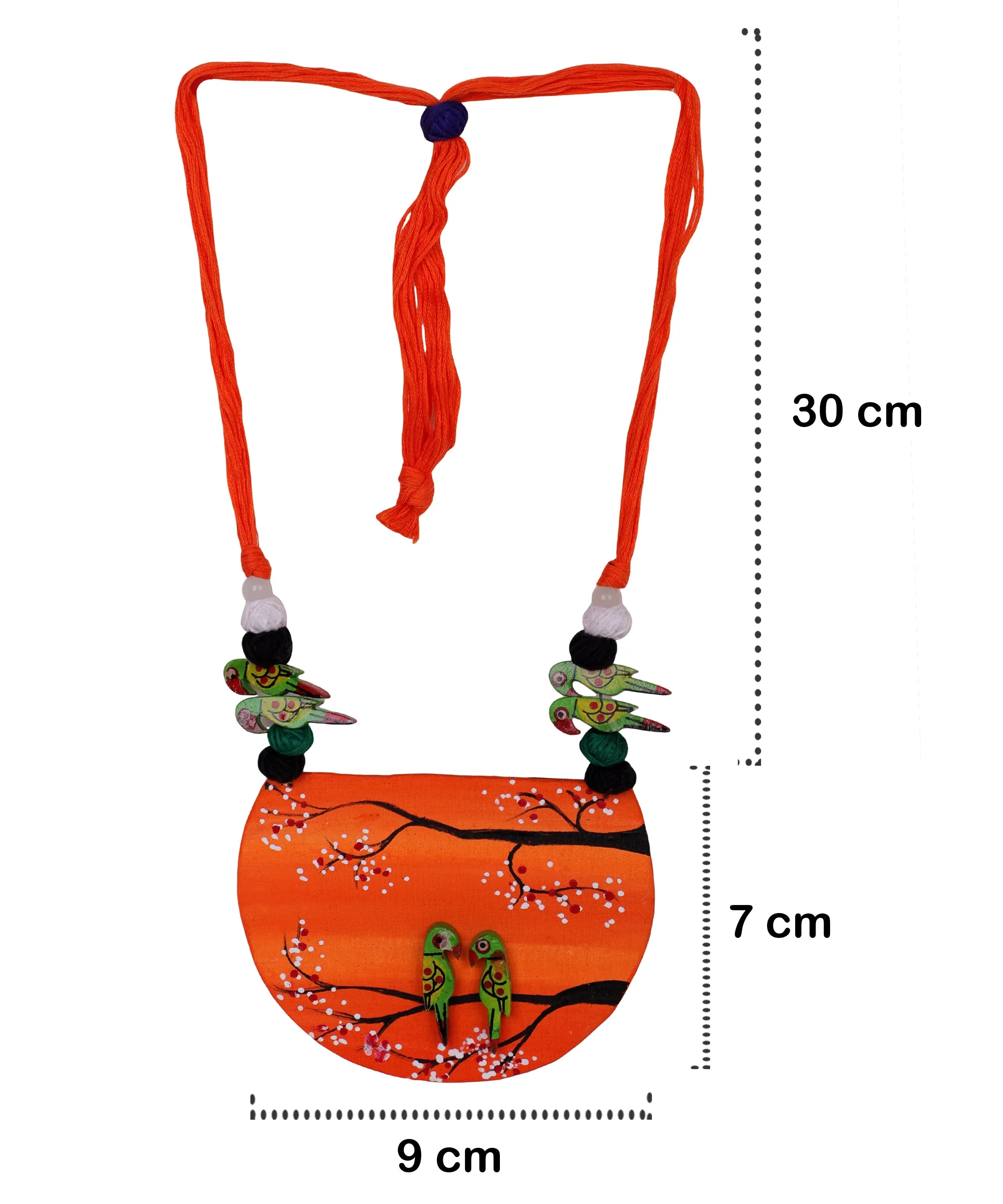 Vasanta Orange Classic Multi Color Hand Painted (Necklace) HP-NP-113 - KHOJ.CITY