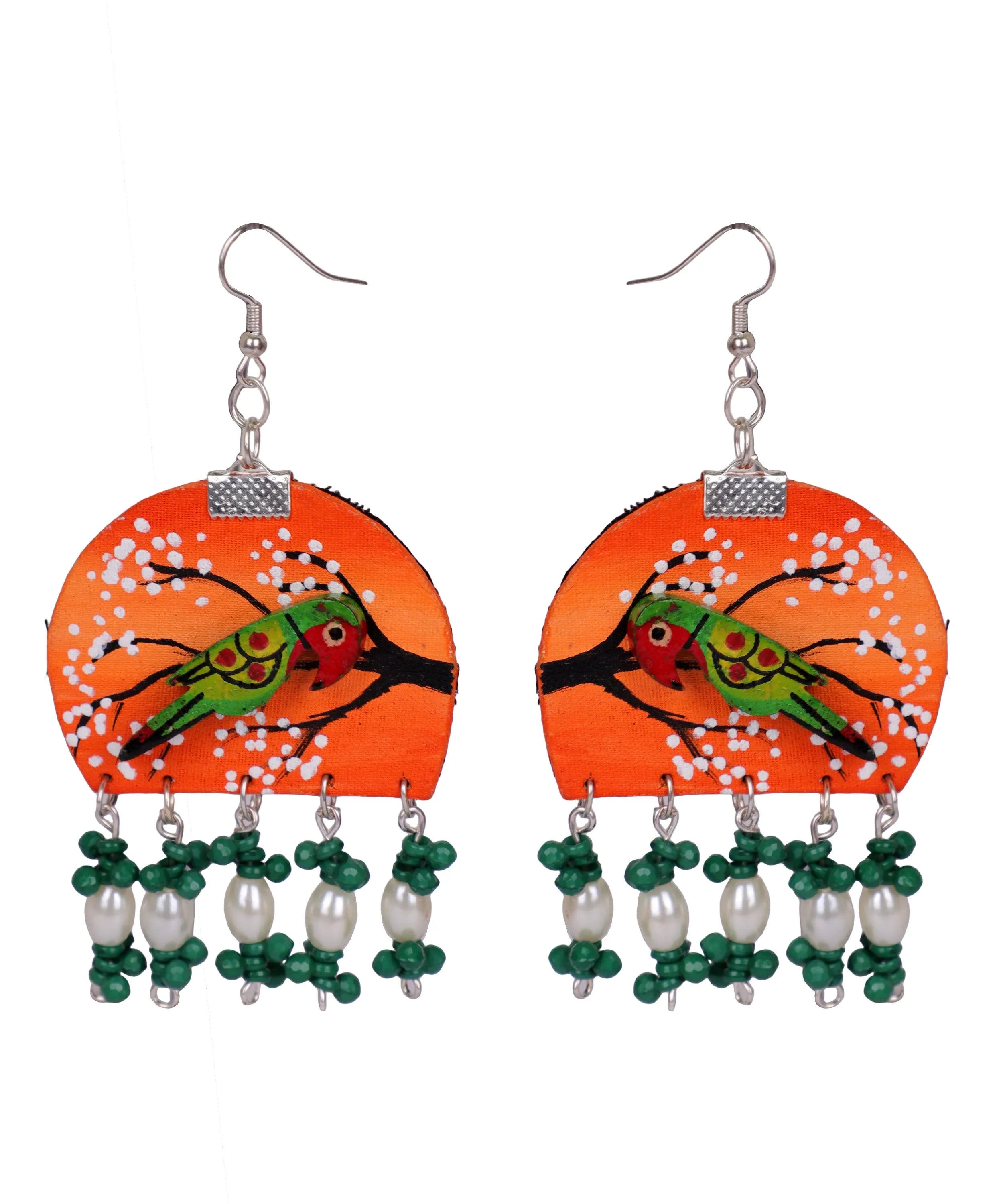 Vasanta Orange Traditional Multi Color Hand Painted Drop (Earrings) HP-ER-198 - KHOJ.CITY