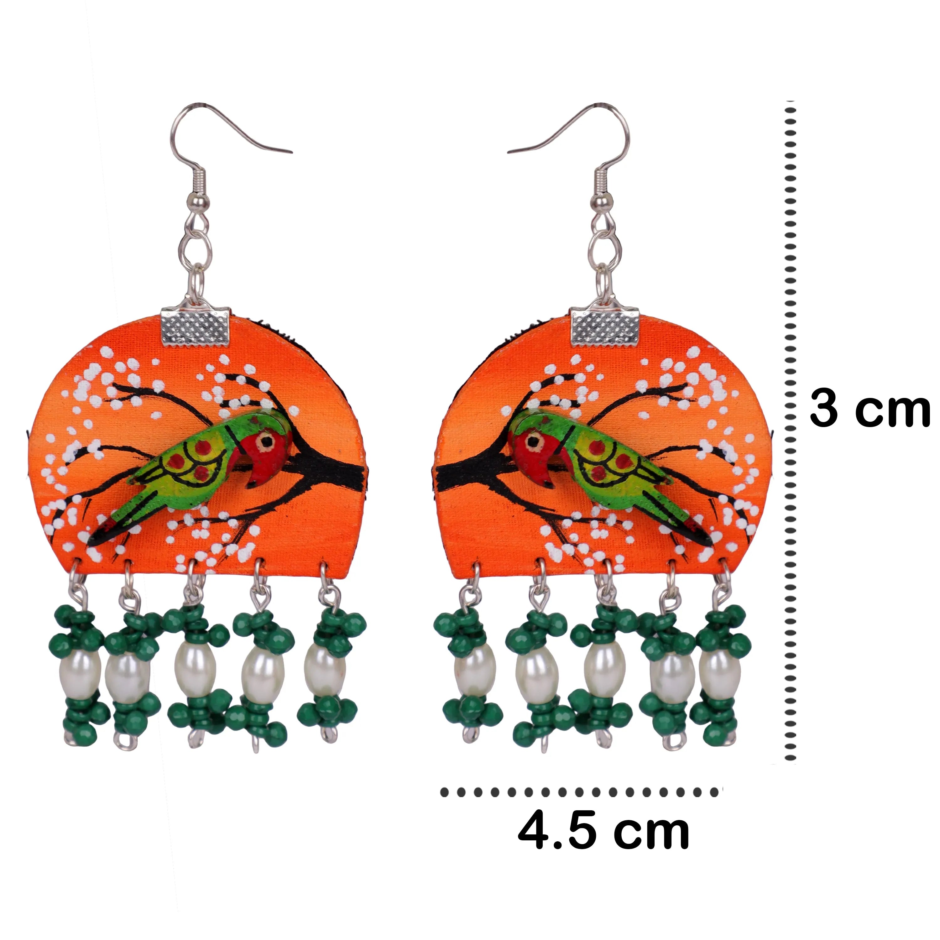 Vasanta Orange Traditional Multi Color Hand Painted Drop (Earrings) HP-ER-198 - KHOJ.CITY