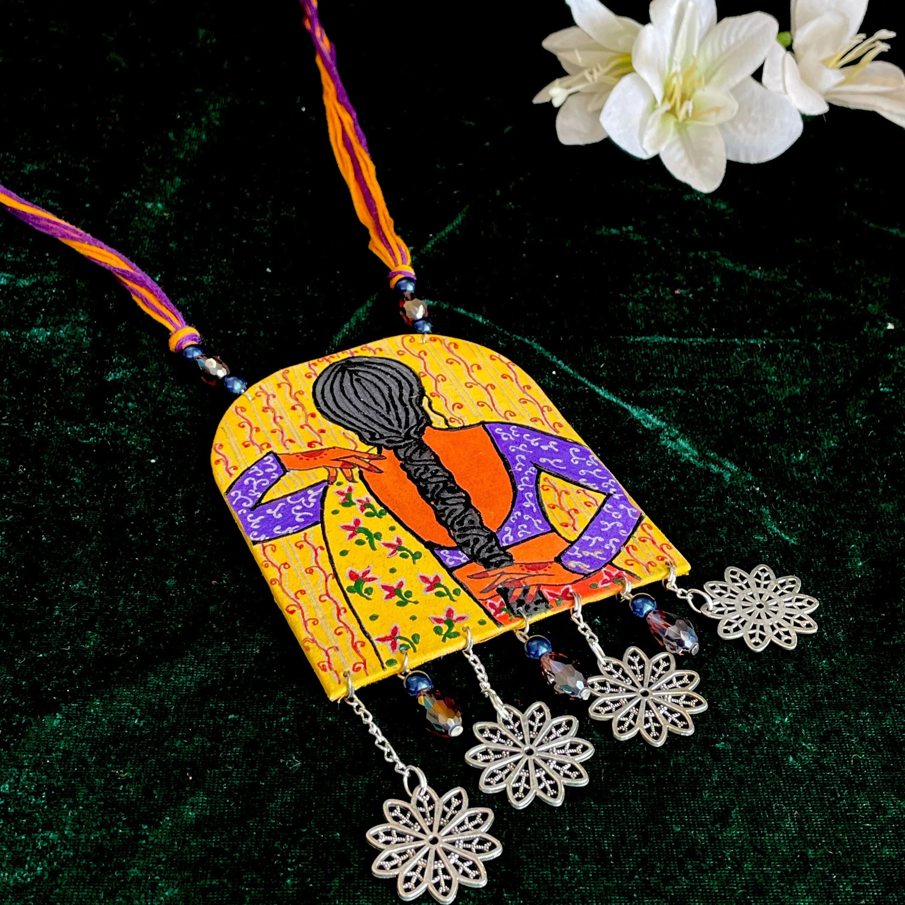 Ada Urban Naari Bohemian Yellow Hand Painted (Necklace) HP-NP-106 - KHOJ.CITY