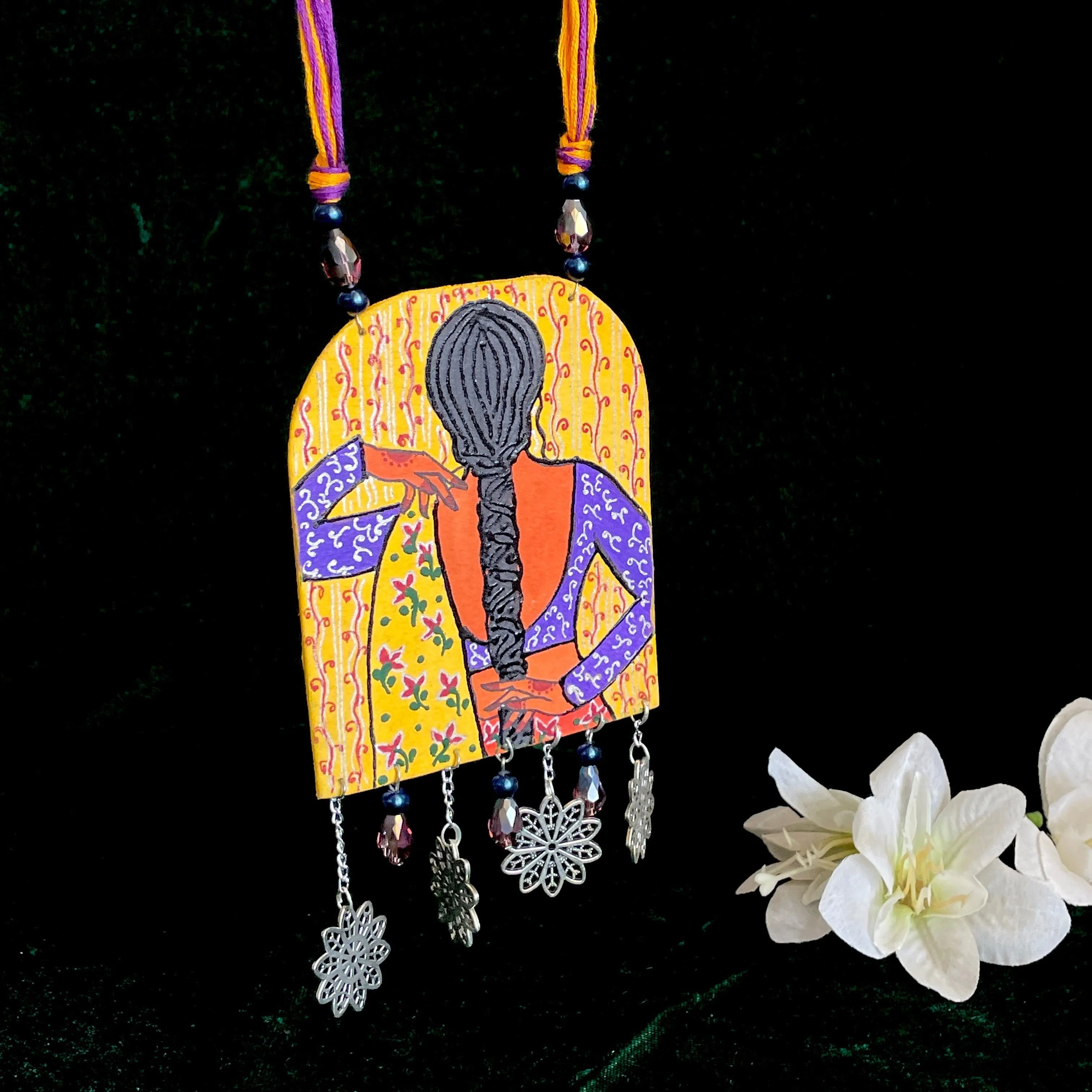 Ada Urban Naari Bohemian Yellow Hand Painted (Necklace) HP-NP-106 - KHOJ.CITY