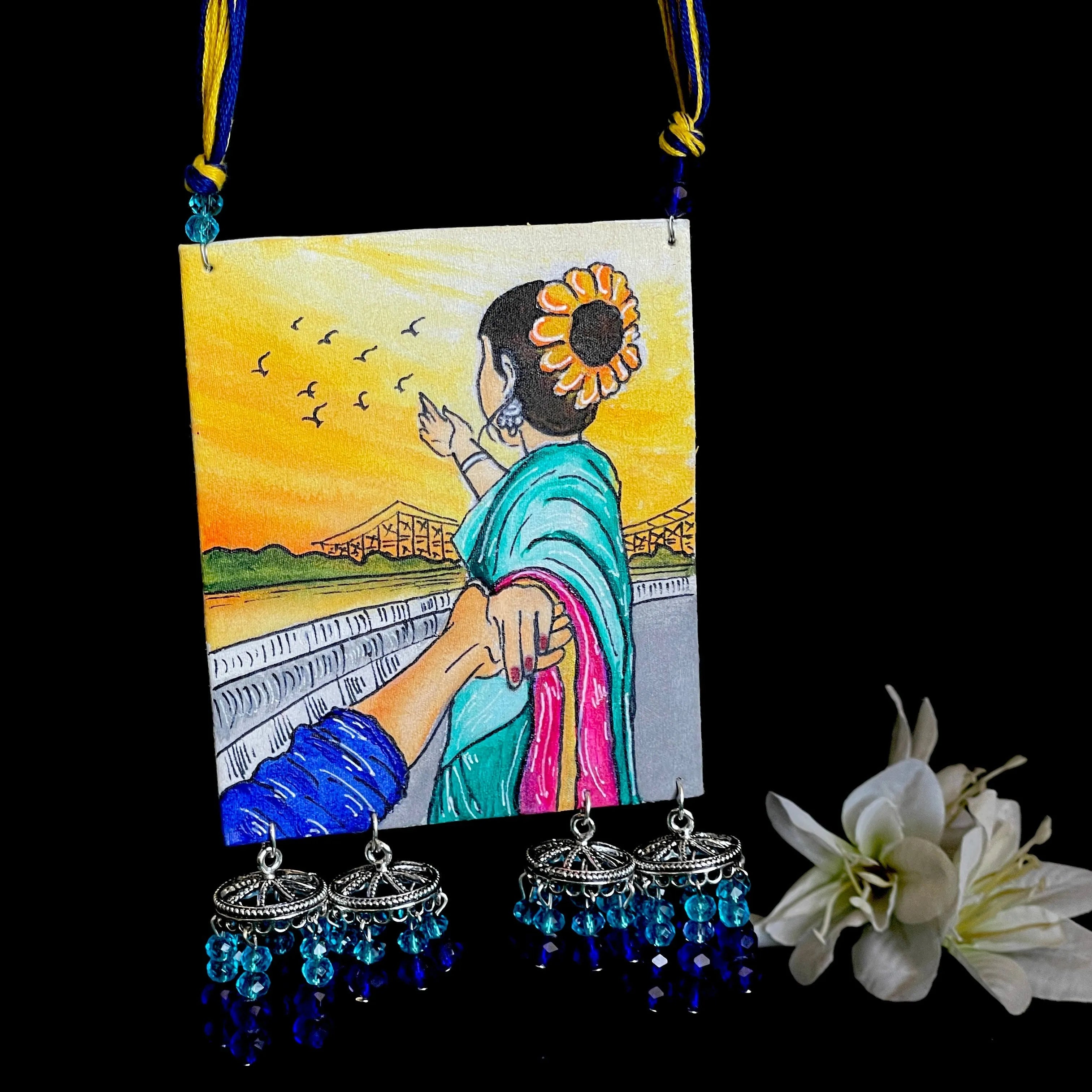Dreaming Urban Naari Bohemian Multi Color Hand Painted (Necklace) HP-NP-110 - KHOJ.CITY
