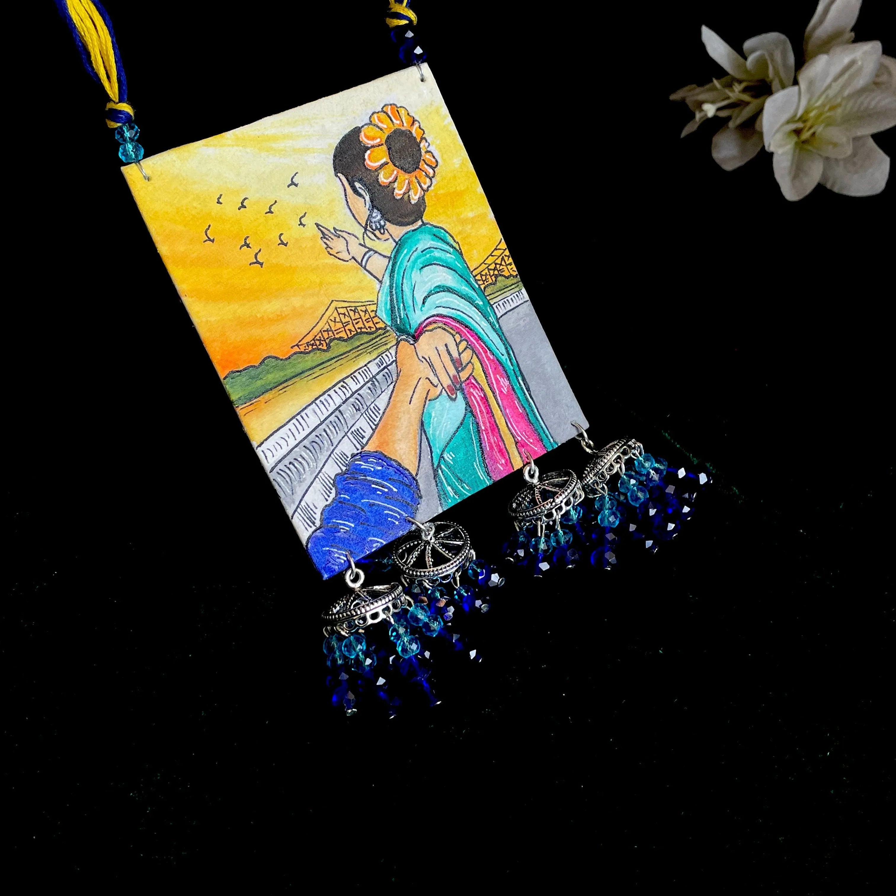 Dreaming Urban Naari Bohemian Multi Color Hand Painted (Necklace) HP-NP-110 - KHOJ.CITY