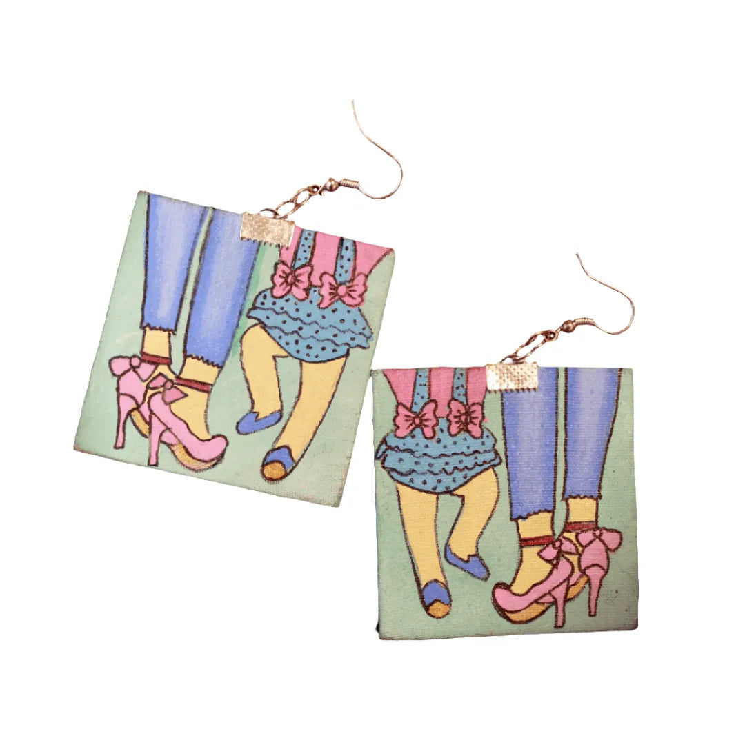 Working Mom Traditional Multi Color Hand Painted Drop (Earrings) HP-ER-201 - KHOJ.CITY