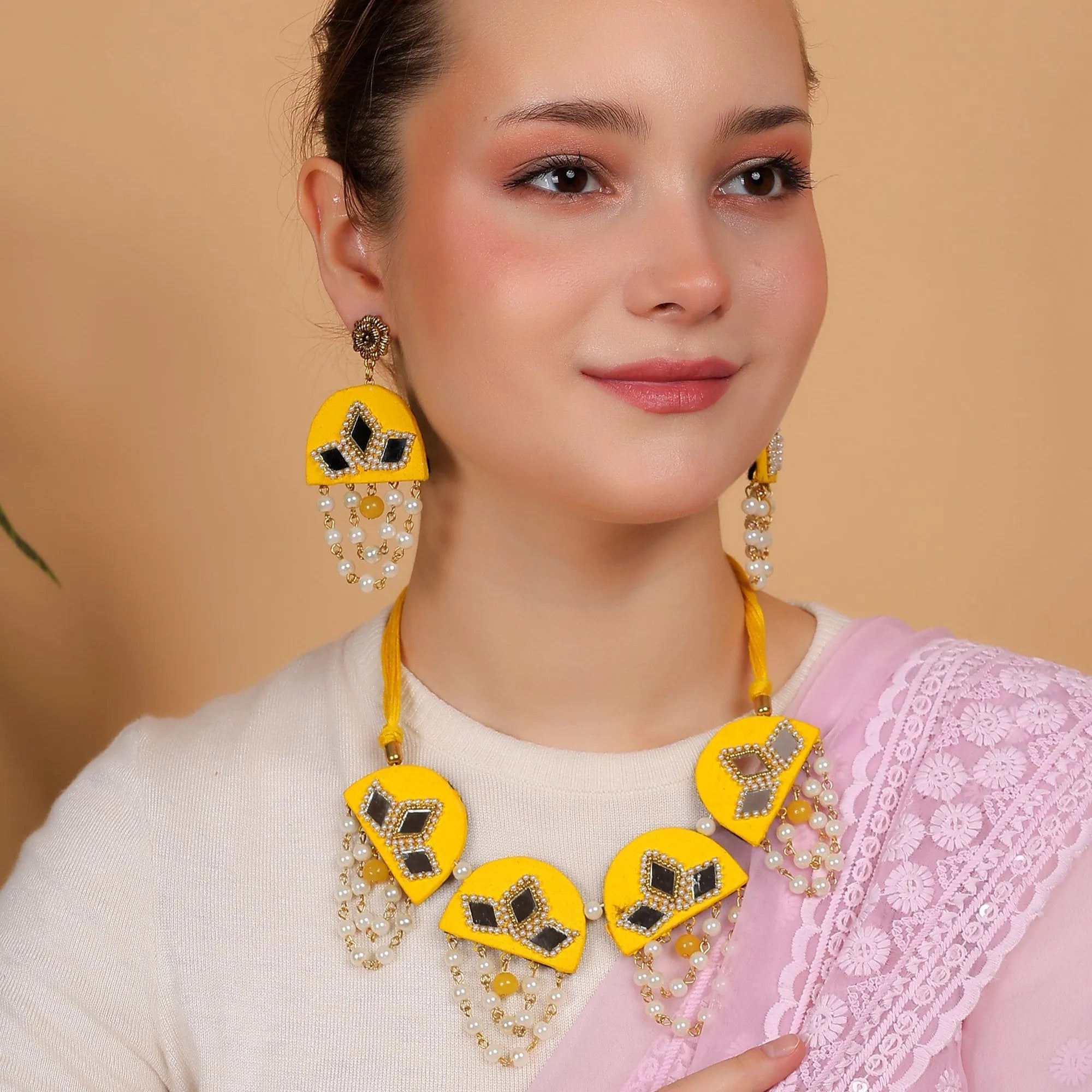 Yellow Dome Classic Multi Color Handmade (Choker Set) HM-NP-218 - KHOJ.CITY