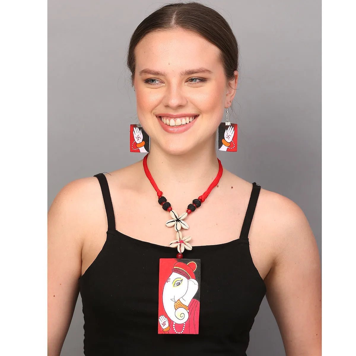 Lambodar Mumbai cha Ganesha Traditional Multi Color Handmade (Necklace set) HP - NP - KHOJ.CITY