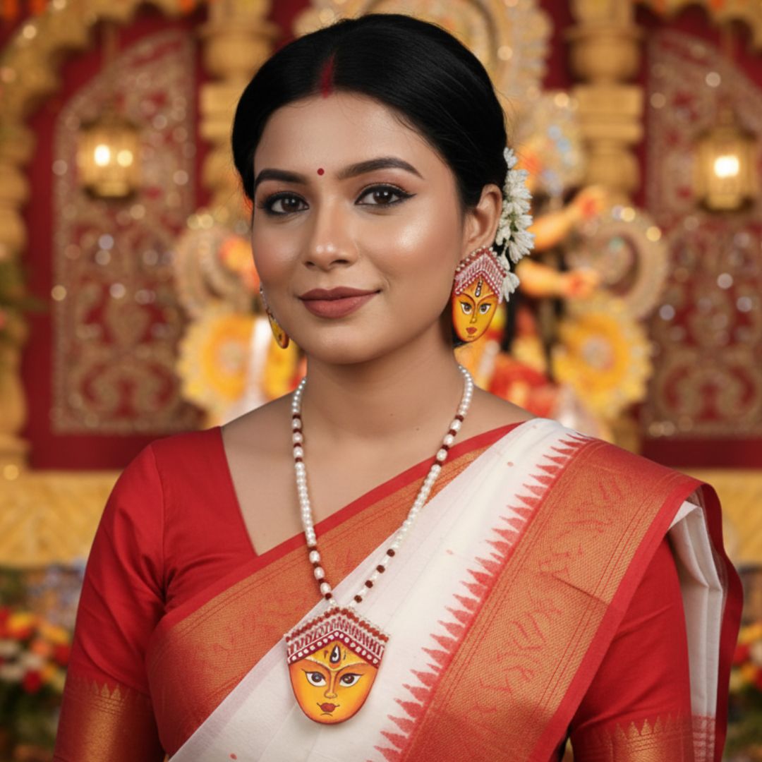 Maa Durga Classic Multi Color Hand Painted (Necklace set) HP - NP - KHOJ.CITY