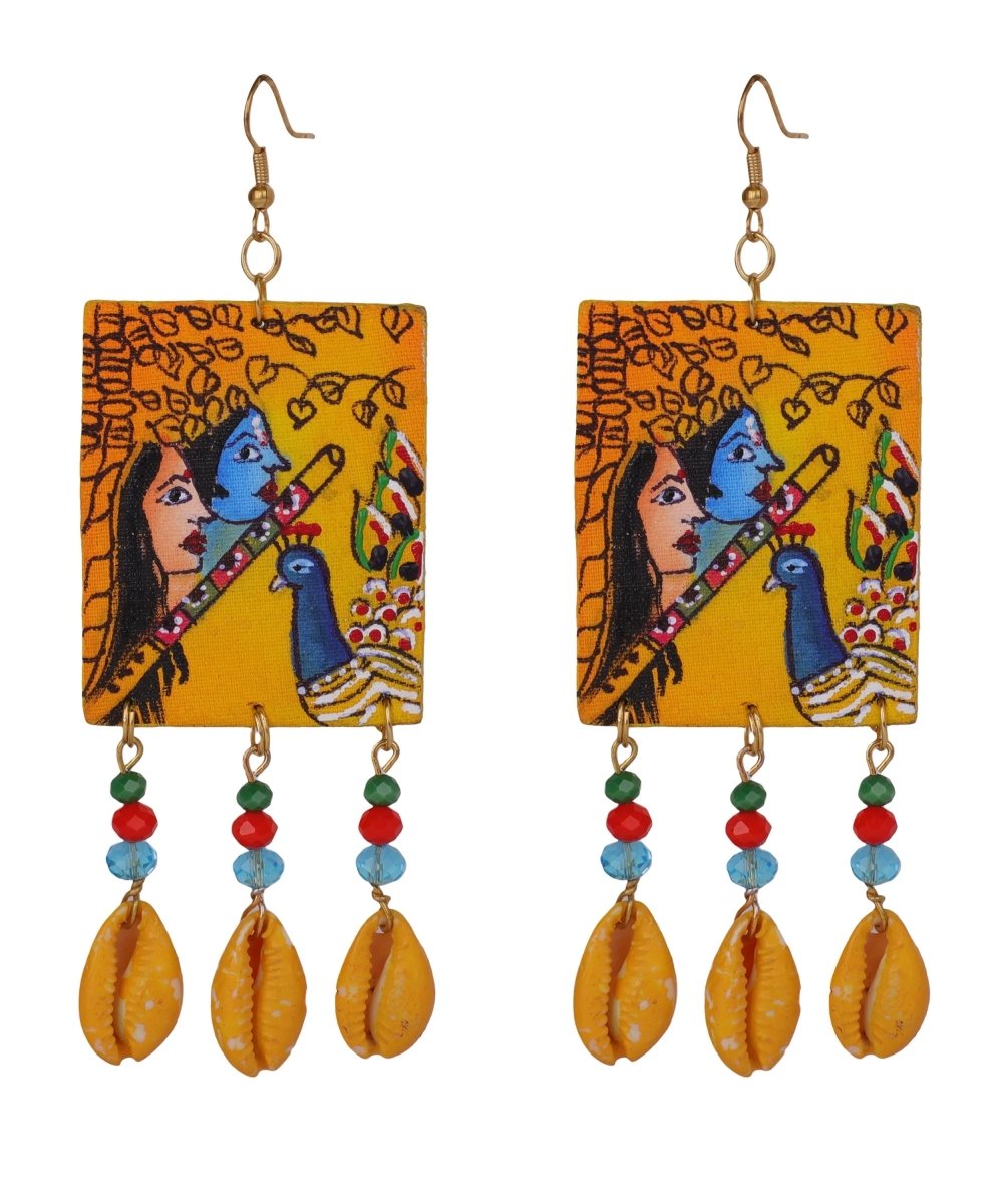 Mayuresh Brij Ke Kanha Traditional Multi Color Hand Painted Drop (Earrings) HP - ER - 029 - KHOJ.CITY
