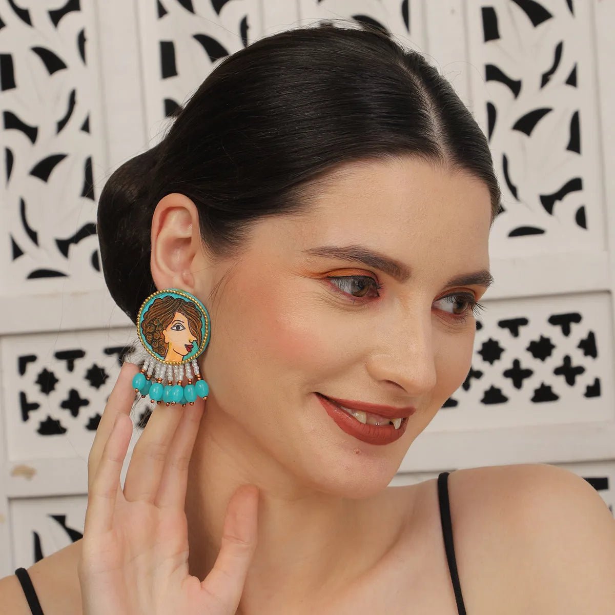 Mini Classic Multi Color Hand Painted Stud (Earrings) HP - ER - 104 - KHOJ.CITY